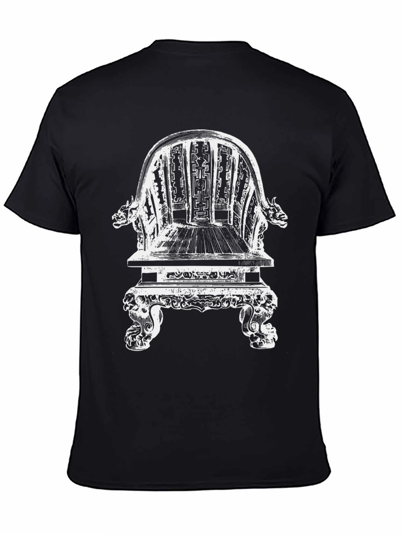 Ornate Chair Graphic Tee - Black Cotton T-Shirt
