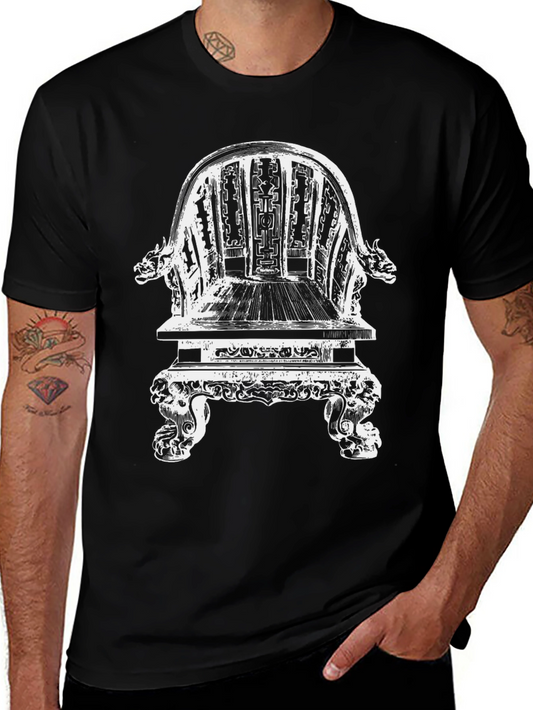 Ornate Chair Graphic Tee - Black Cotton T-Shirt
