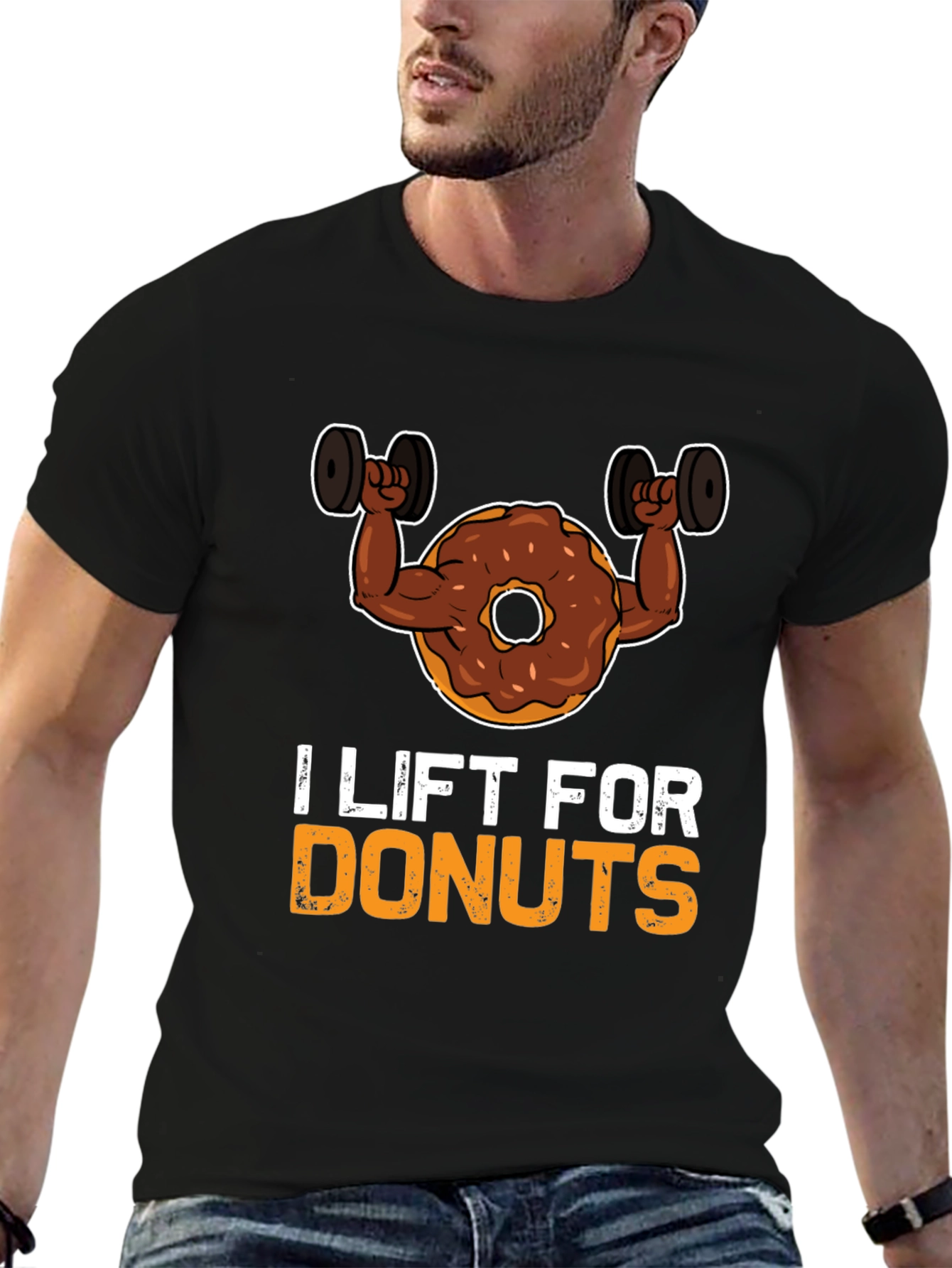 I Lift For Donuts Black Graphic T-Shirt