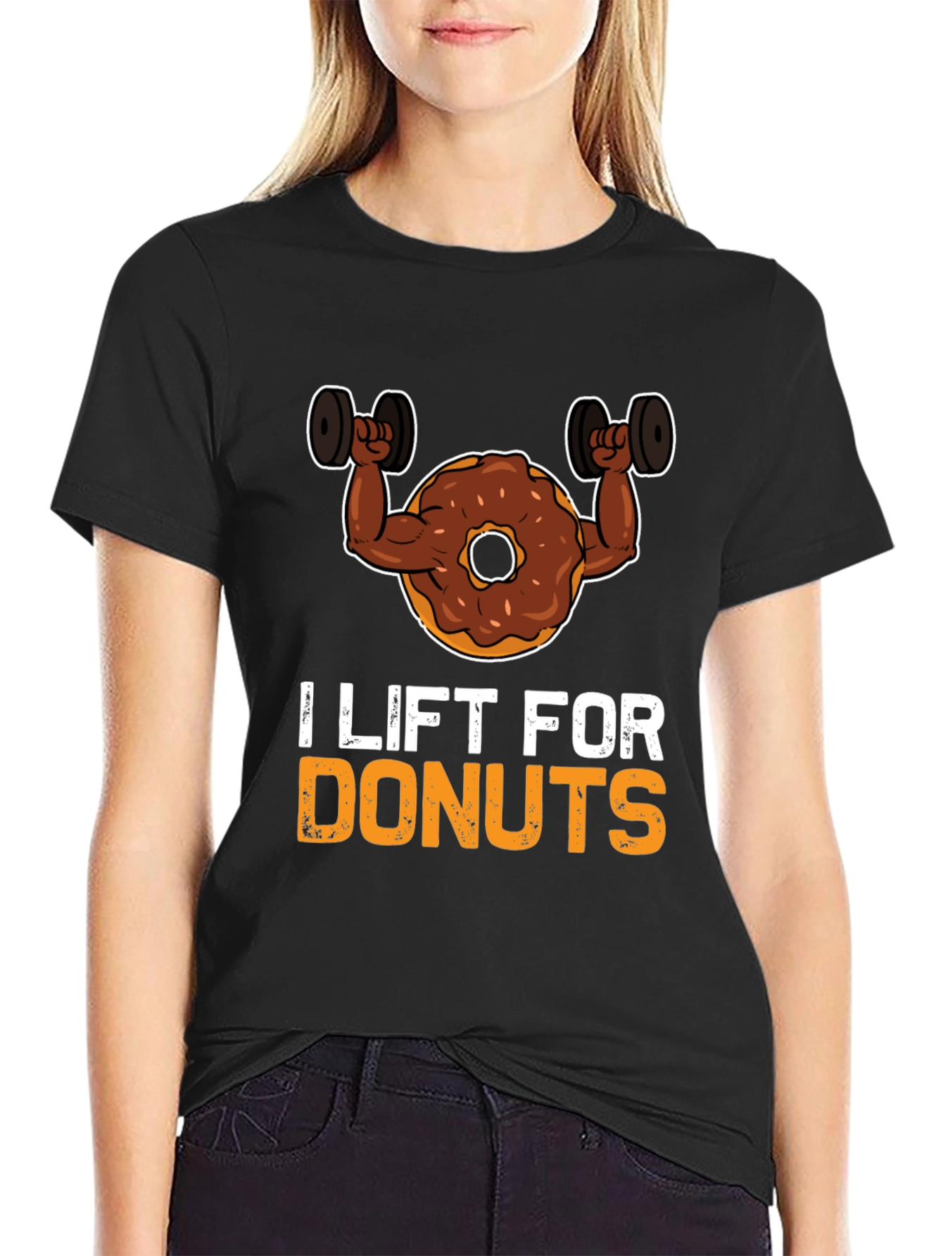 I Lift For Donuts Black Graphic T-Shirt