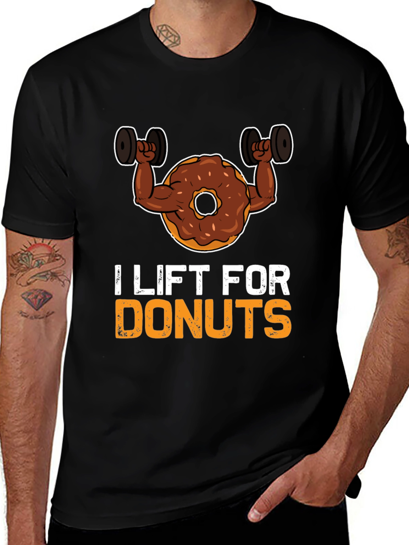 I Lift For Donuts Black Graphic T-Shirt