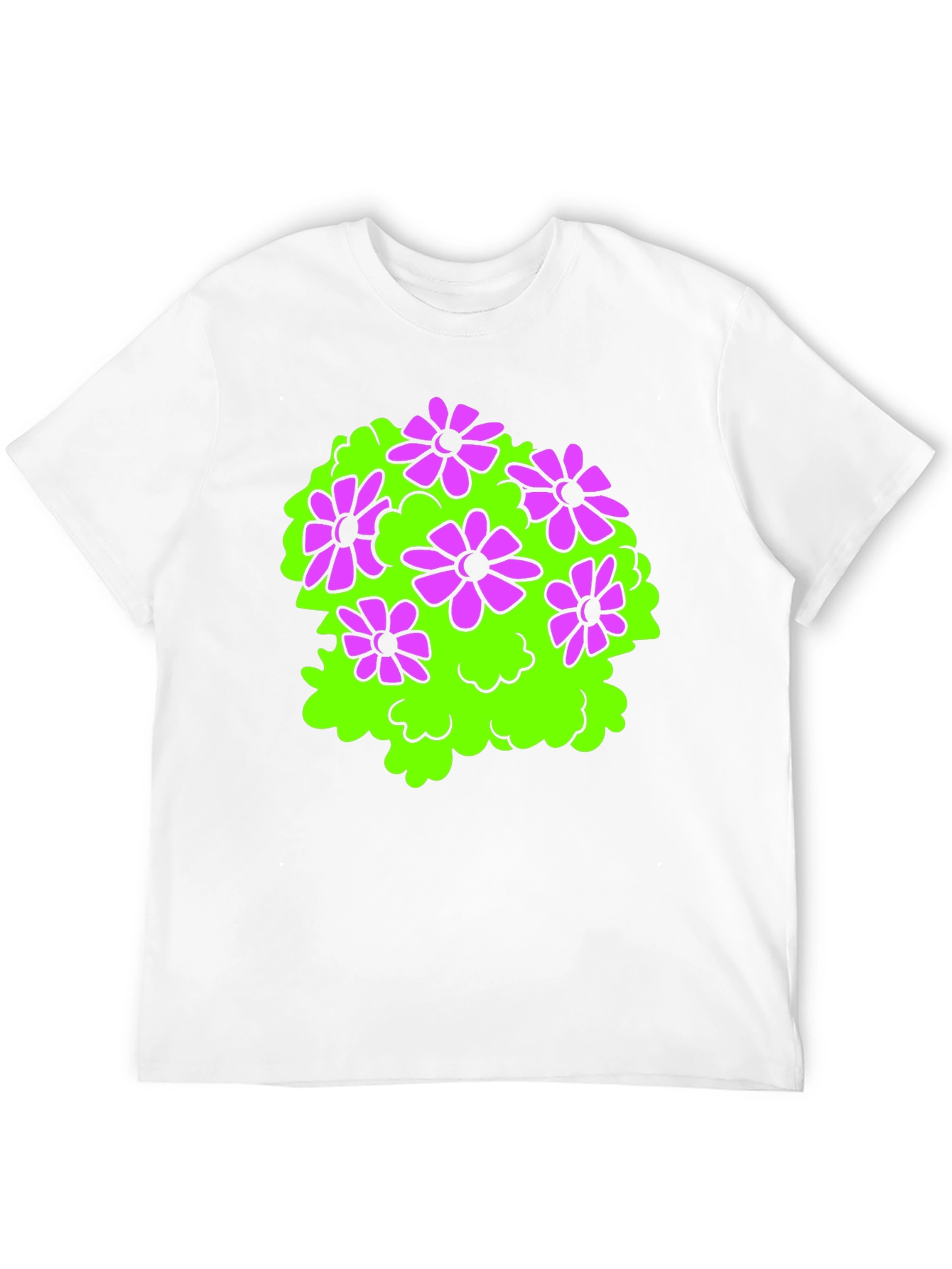 Black T-Shirt with Floral Bush Design