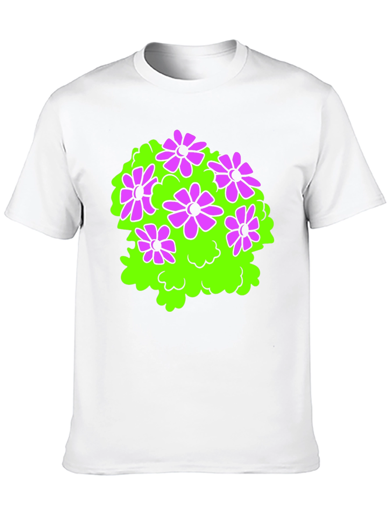 Black T-Shirt with Floral Bush Design