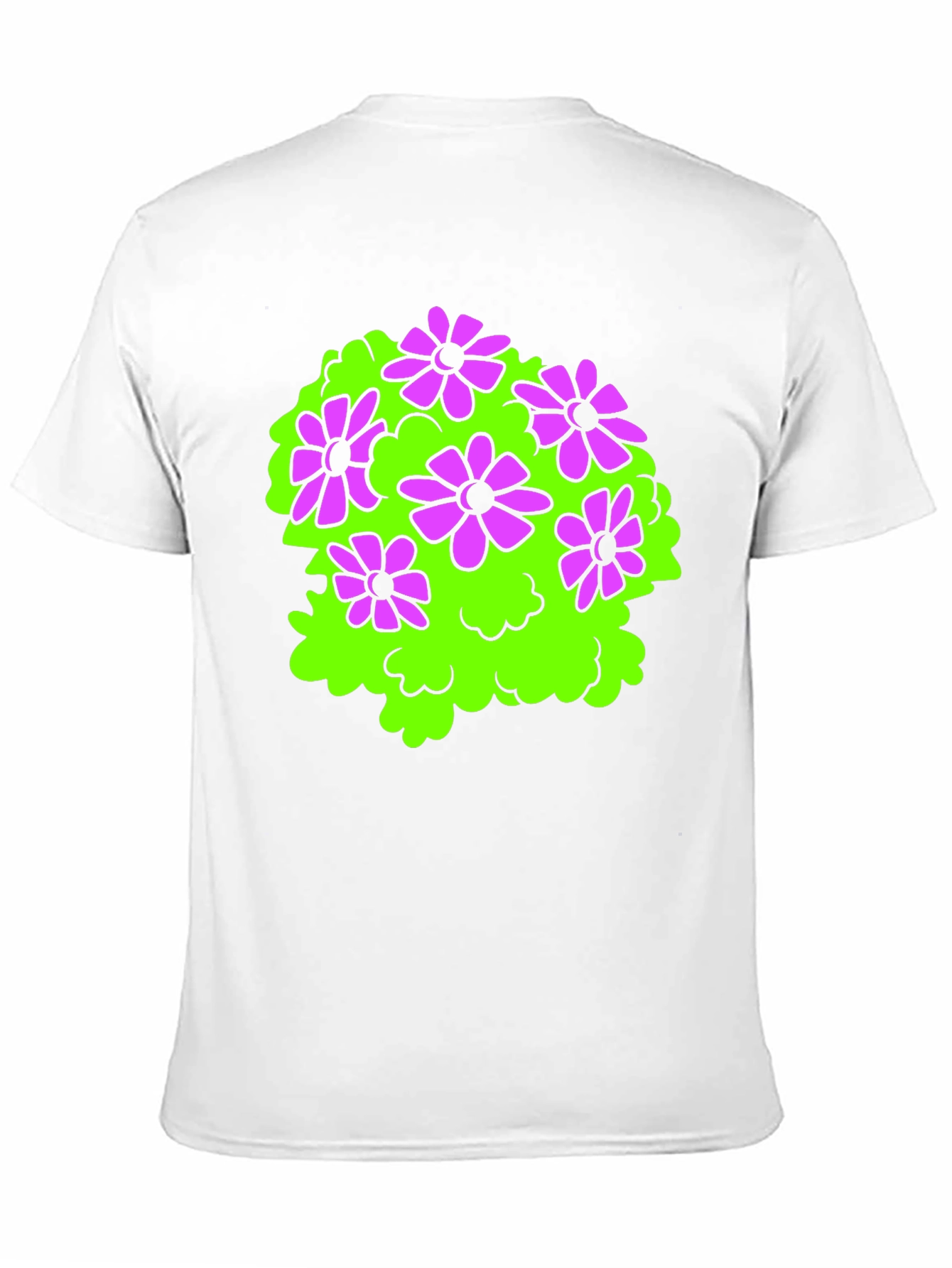 Black T-Shirt with Floral Bush Design