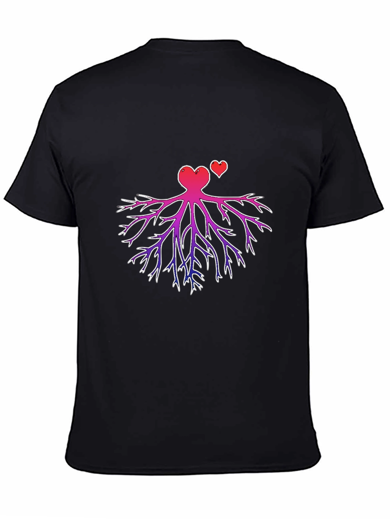 Heart Root Design Black T-Shirt