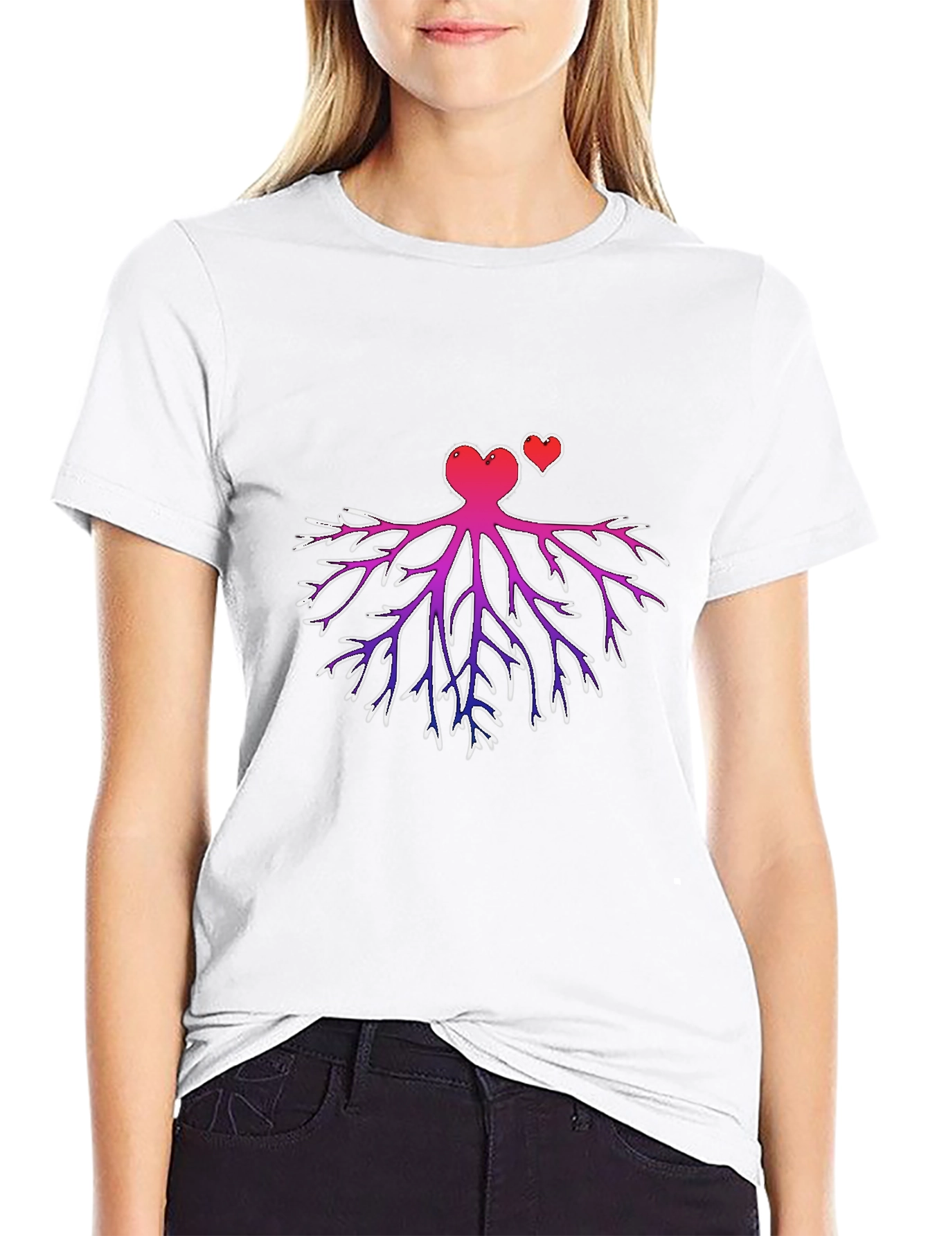 Heart Root Design Black T-Shirt