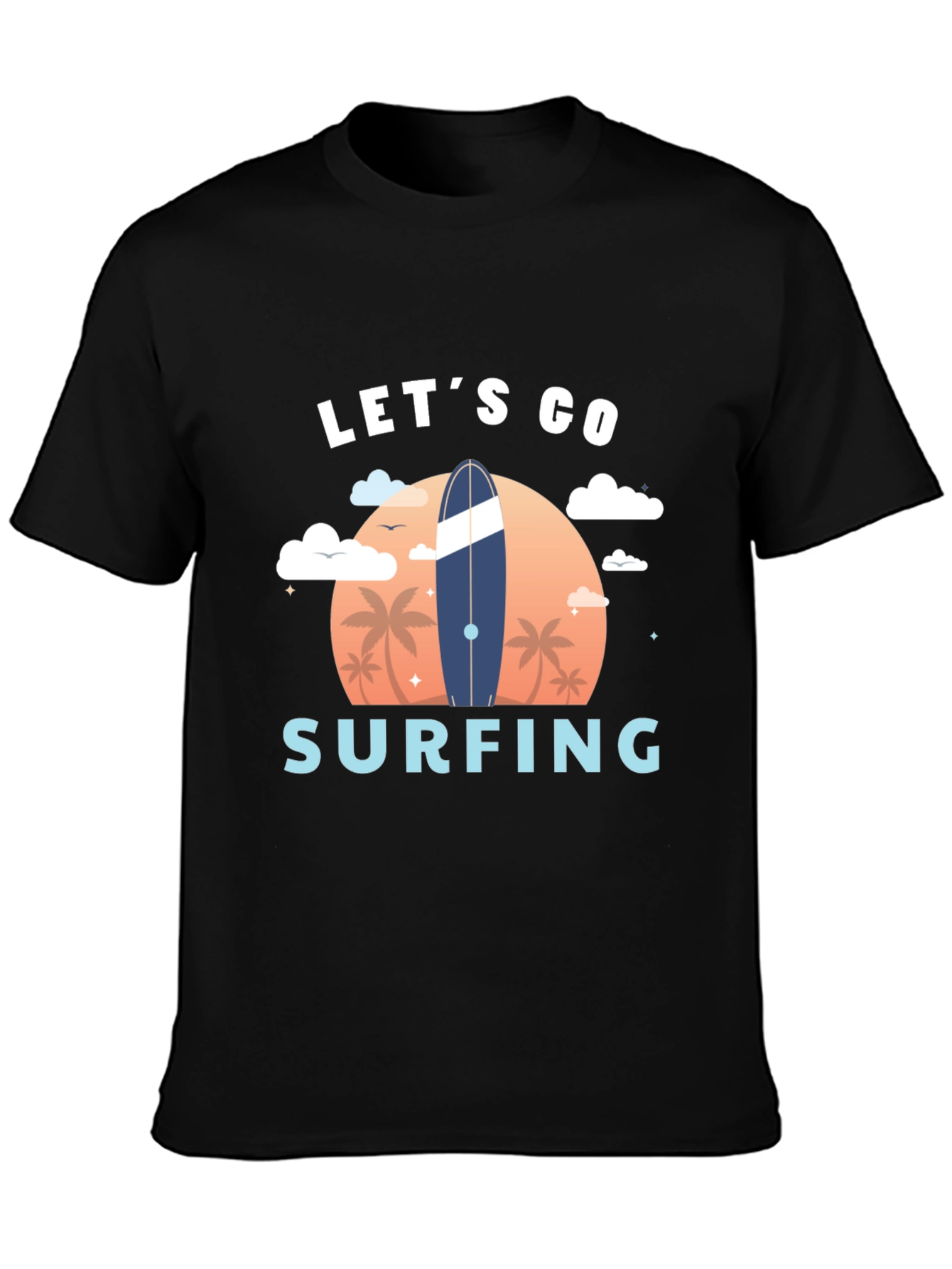 Lets Go Surfing Graphic Tee - Beach Vibes