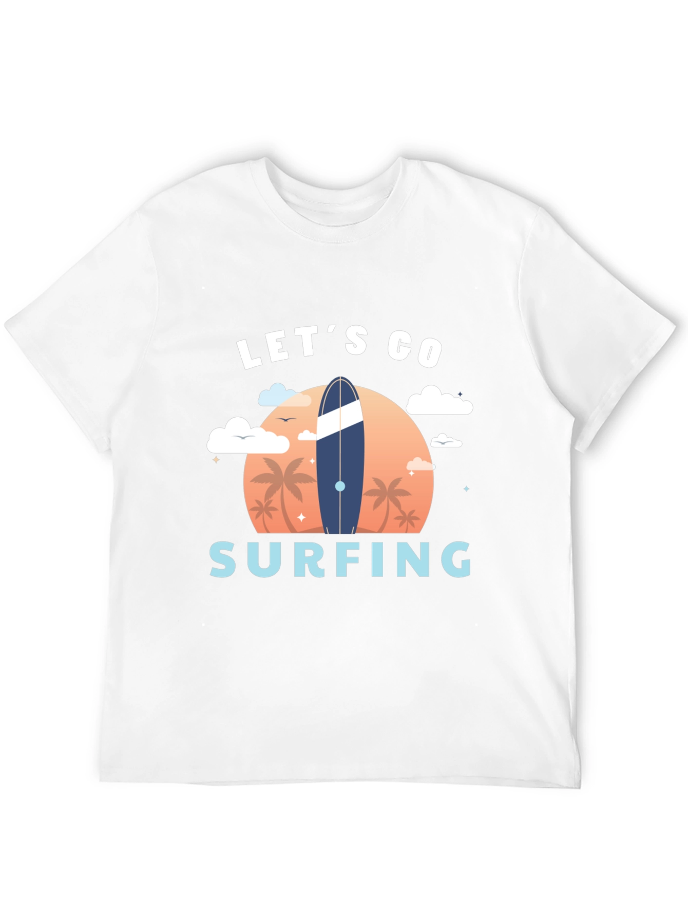 Lets Go Surfing Graphic Tee - Beach Vibes