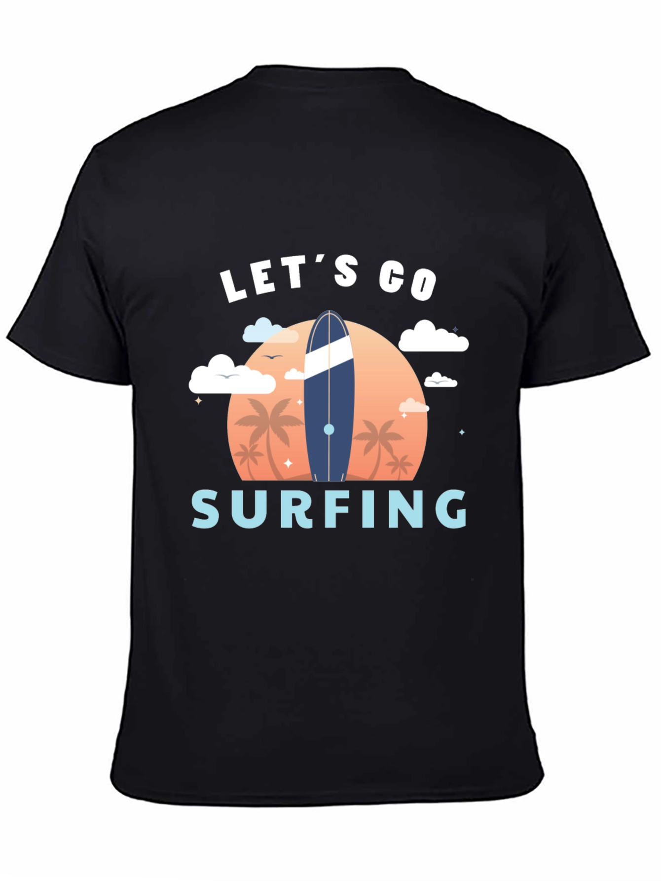 Lets Go Surfing Graphic Tee - Beach Vibes
