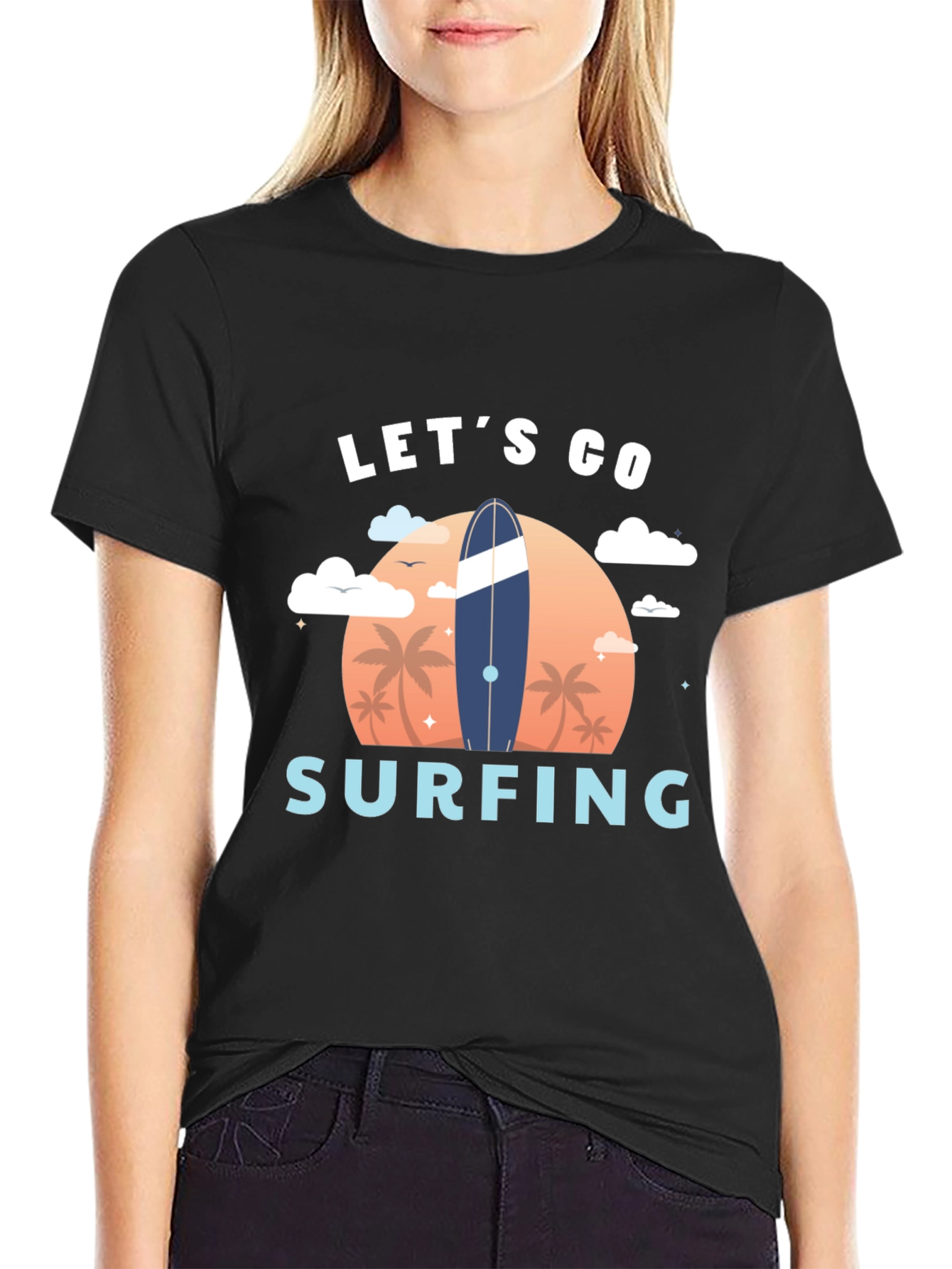 Lets Go Surfing Graphic Tee - Beach Vibes