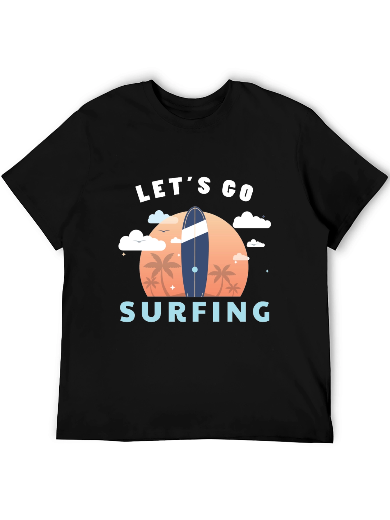 Lets Go Surfing Graphic Tee - Beach Vibes