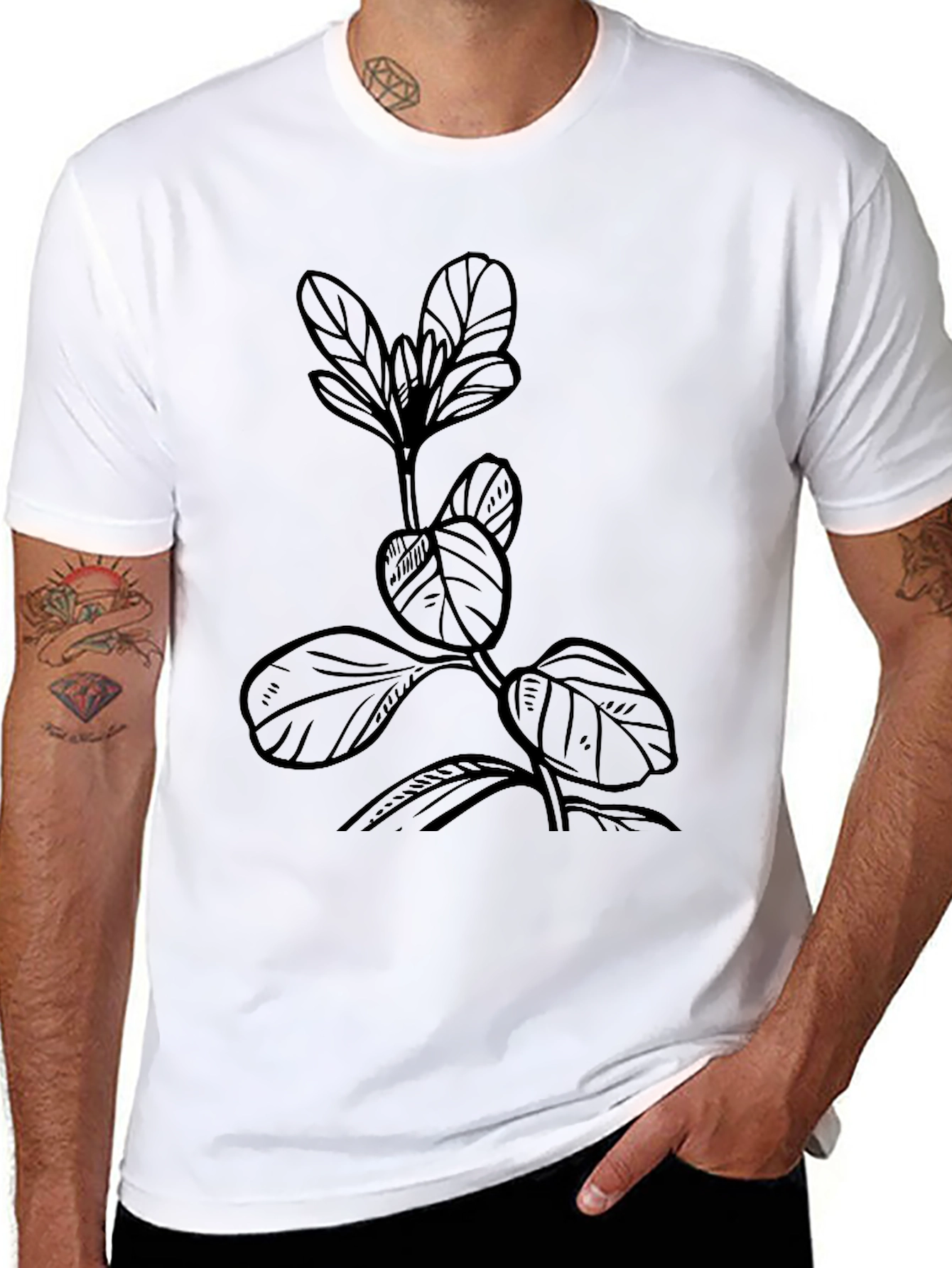 Botanical Black Tee - Nature Inspired Style