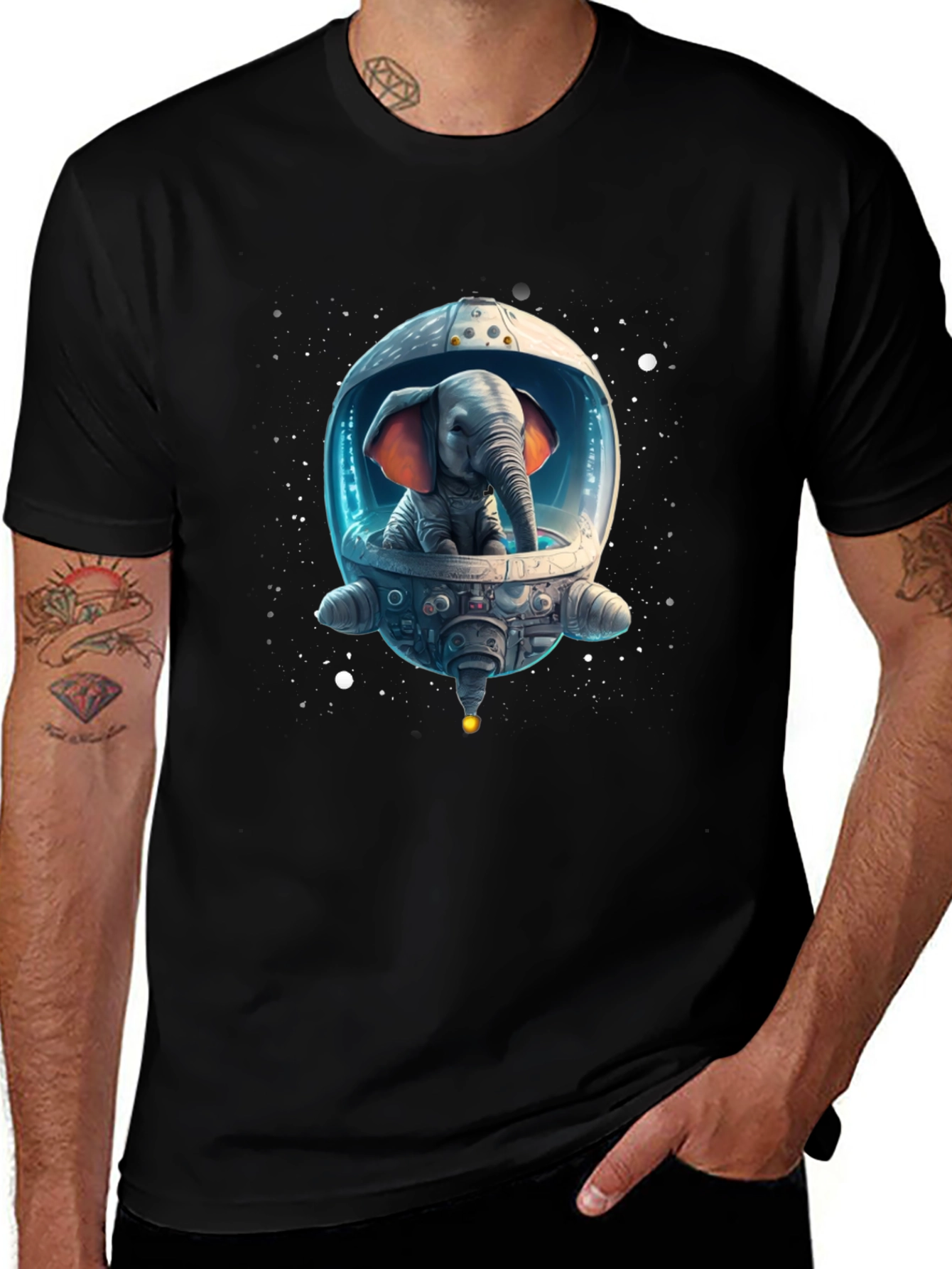 Elephant Astronaut Graphic T-Shirt