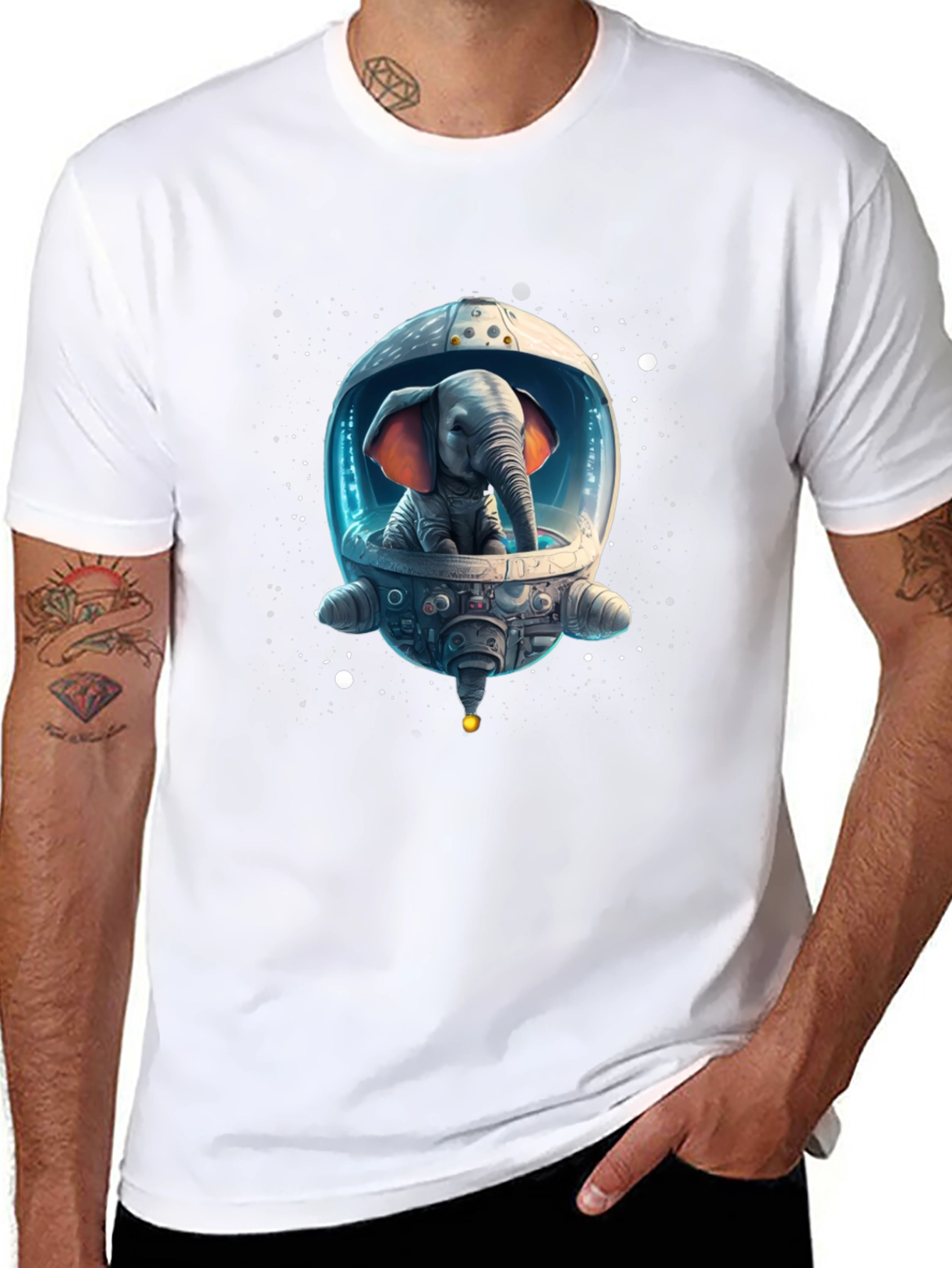 Elephant Astronaut Graphic T-Shirt