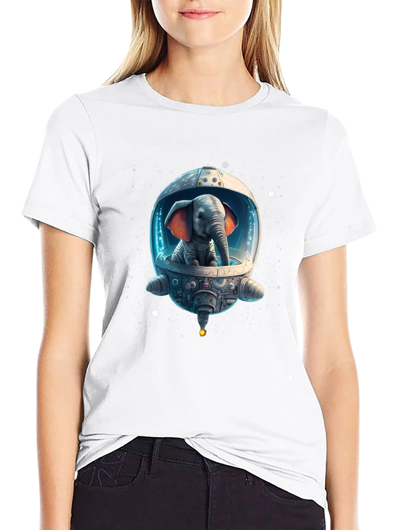 Elephant Astronaut Graphic T-Shirt