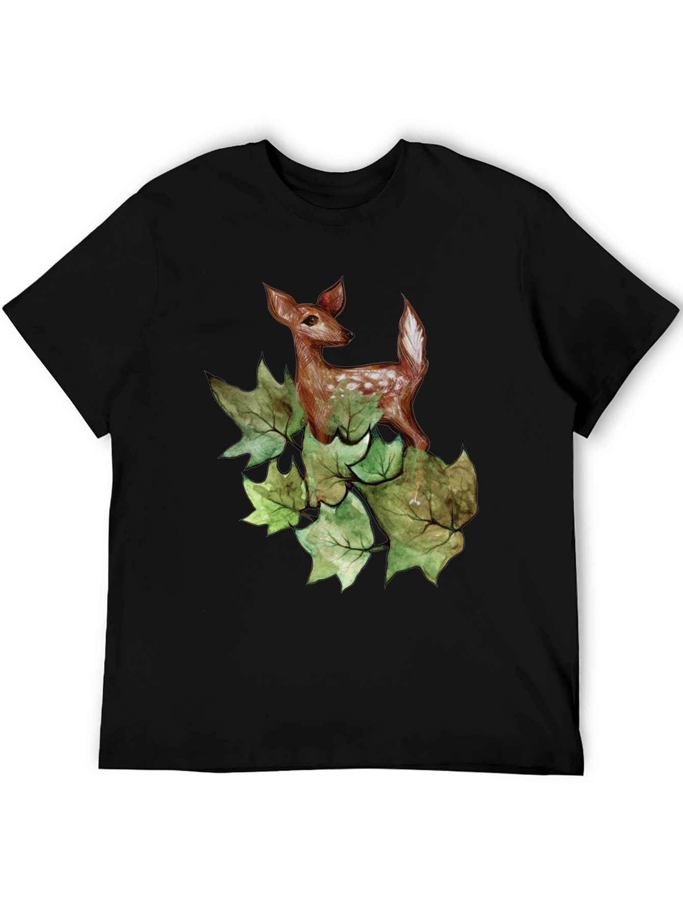 Deer in Leaves Graphic T-Shirt
