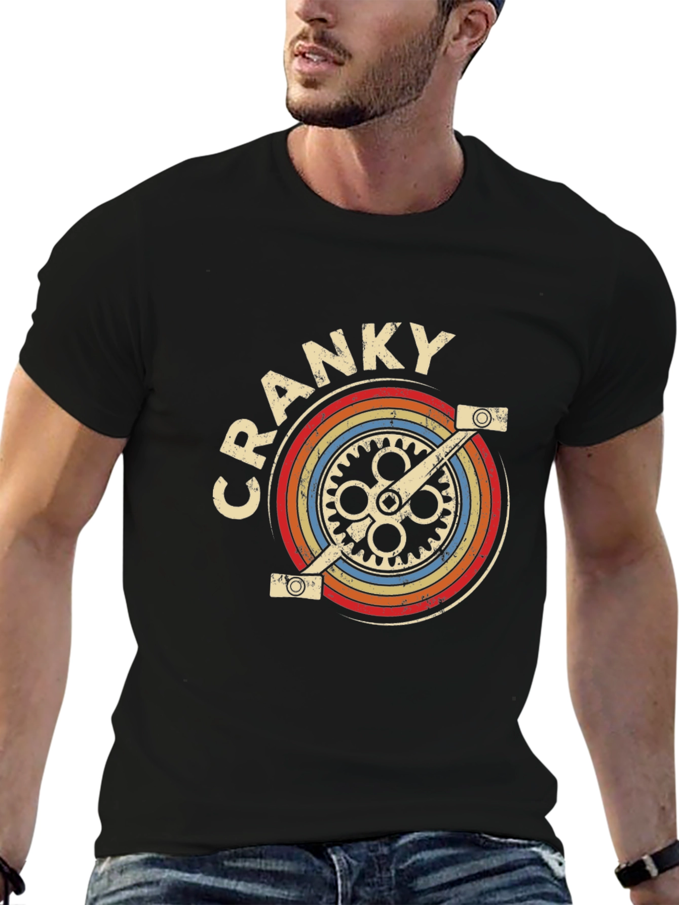 Retro Cranky Bicycle Graphic T-Shirt