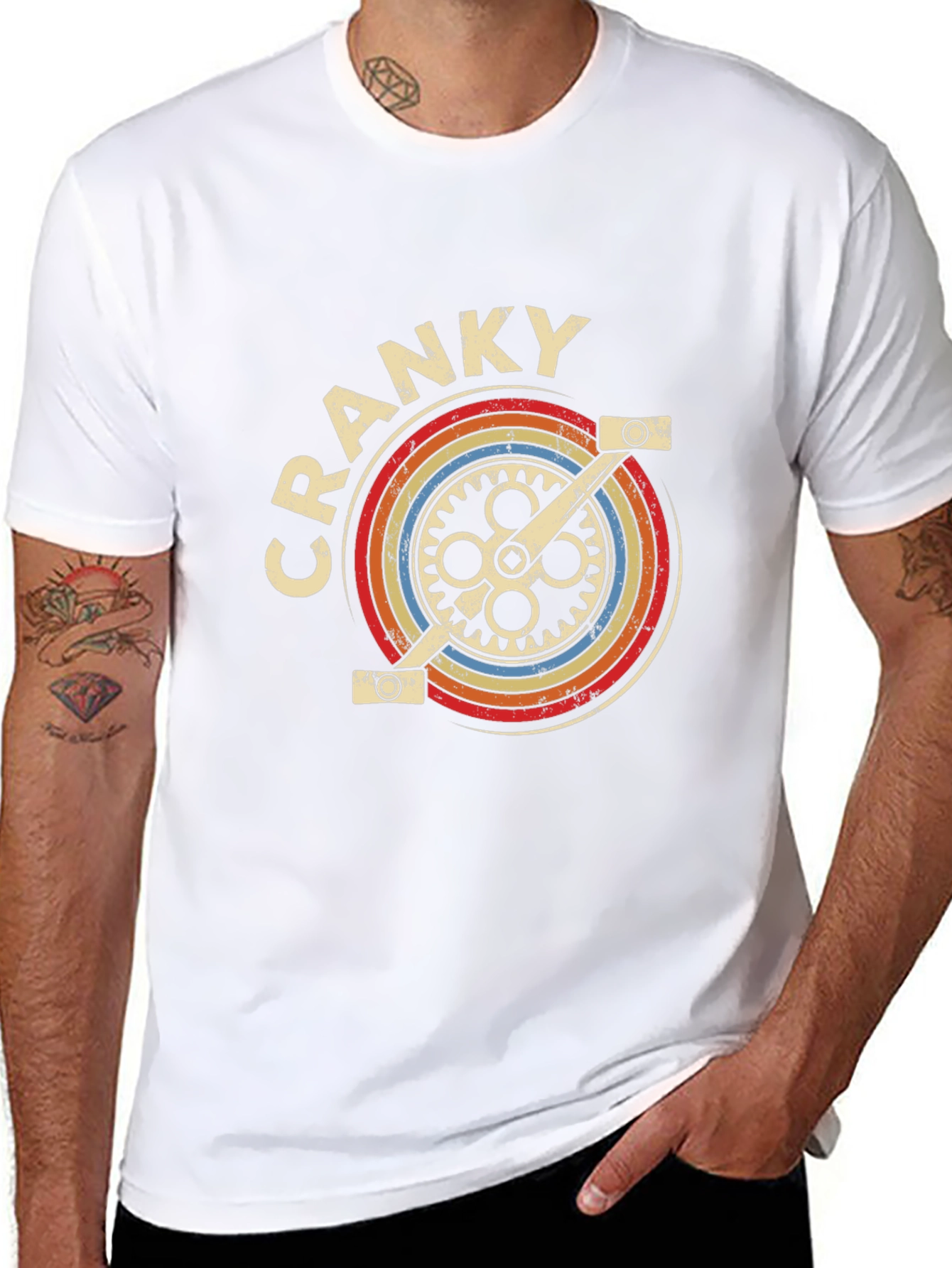 Retro Cranky Bicycle Graphic T-Shirt