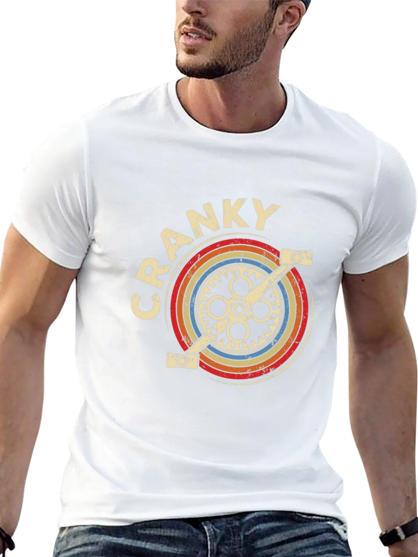 Retro Cranky Bicycle Graphic T-Shirt