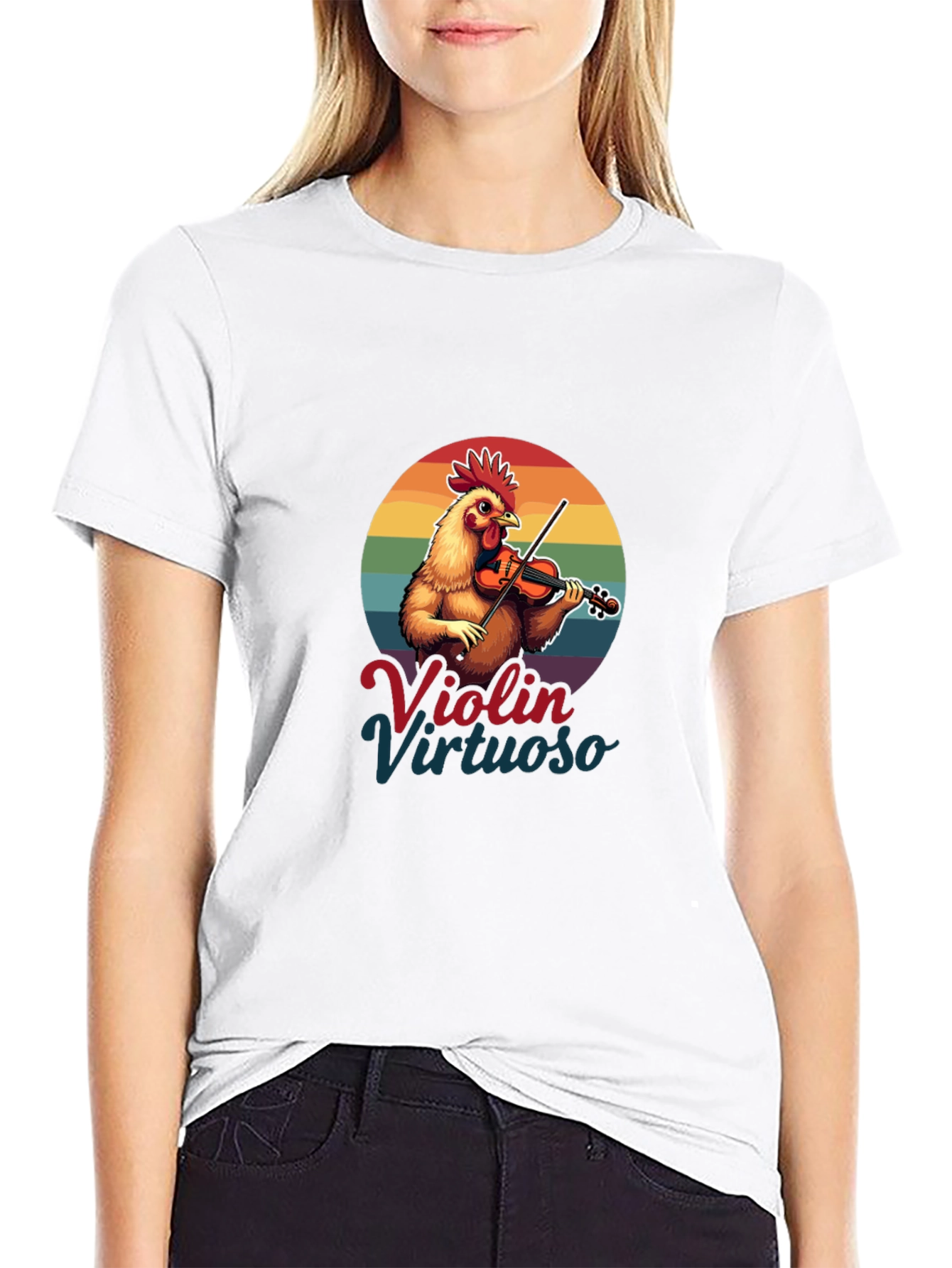 Violin Virtuoso Chicken T-Shirt - Funny Music Tee