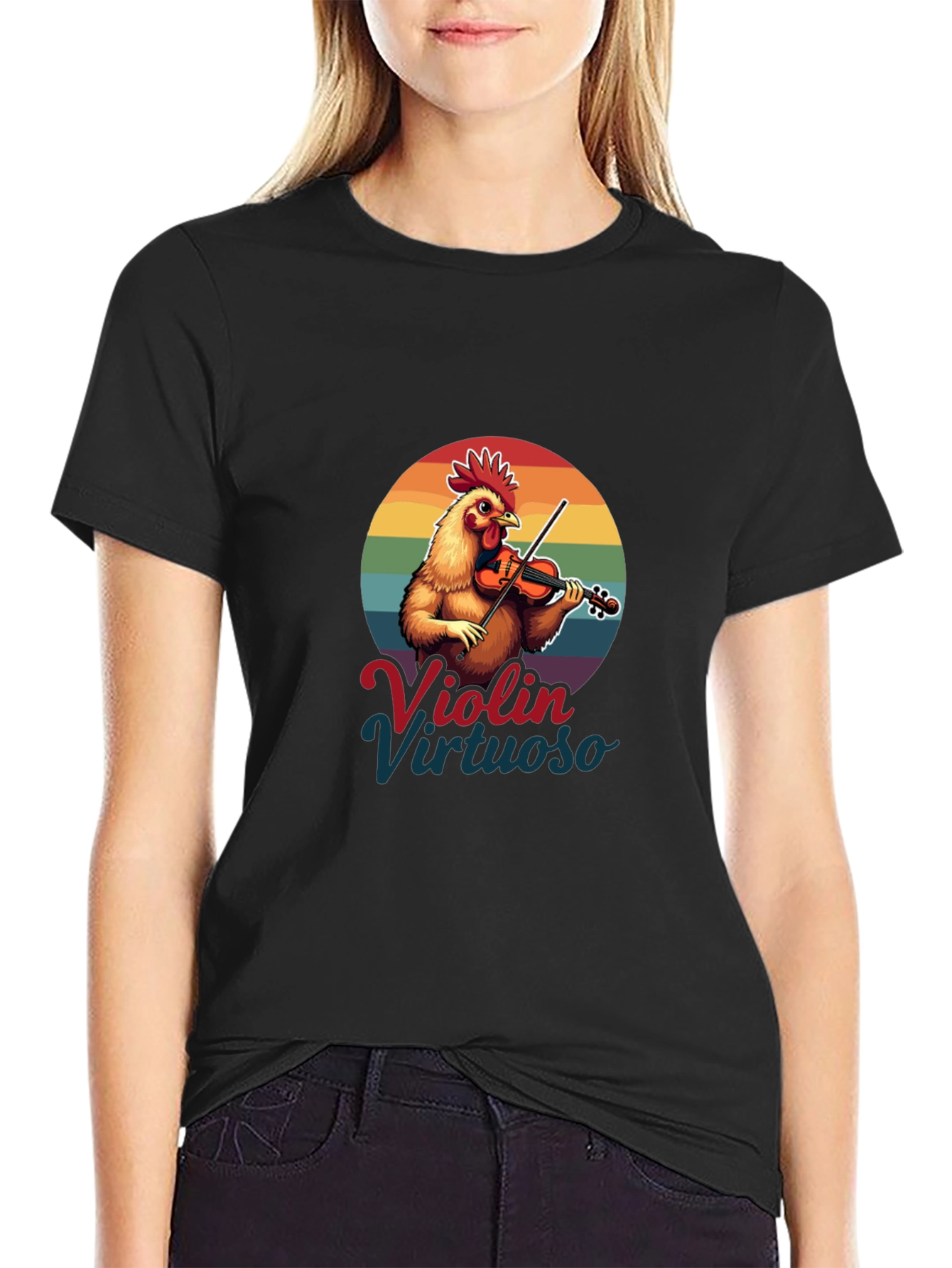 Violin Virtuoso Chicken T-Shirt - Funny Music Tee