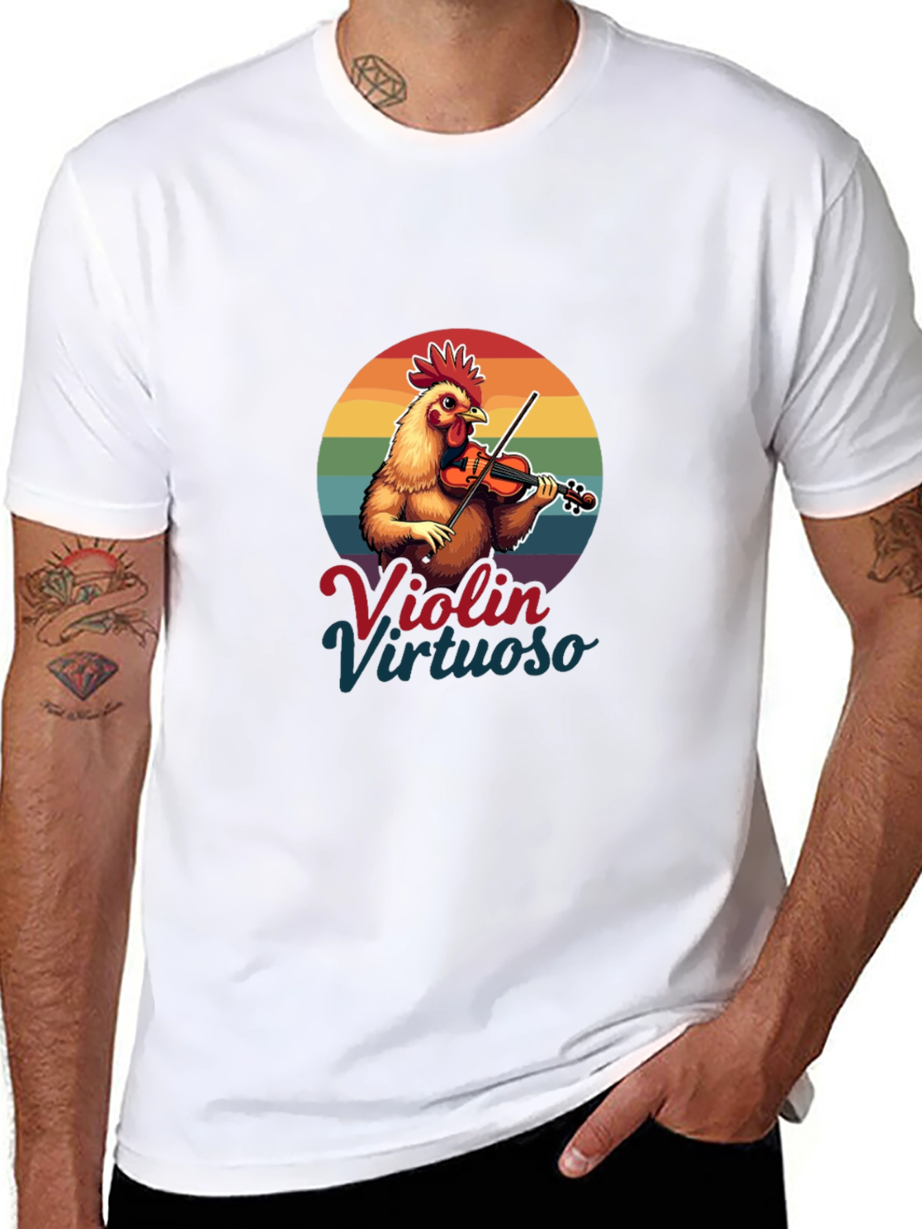 Violin Virtuoso Chicken T-Shirt - Funny Music Tee