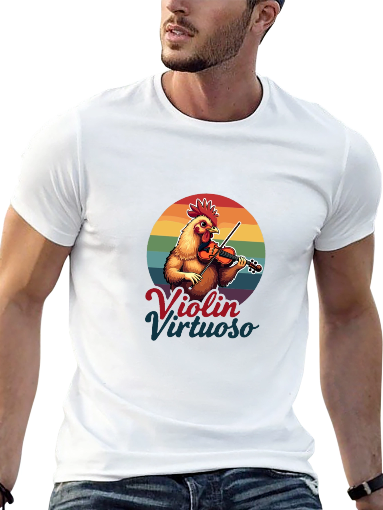 Violin Virtuoso Chicken T-Shirt - Funny Music Tee