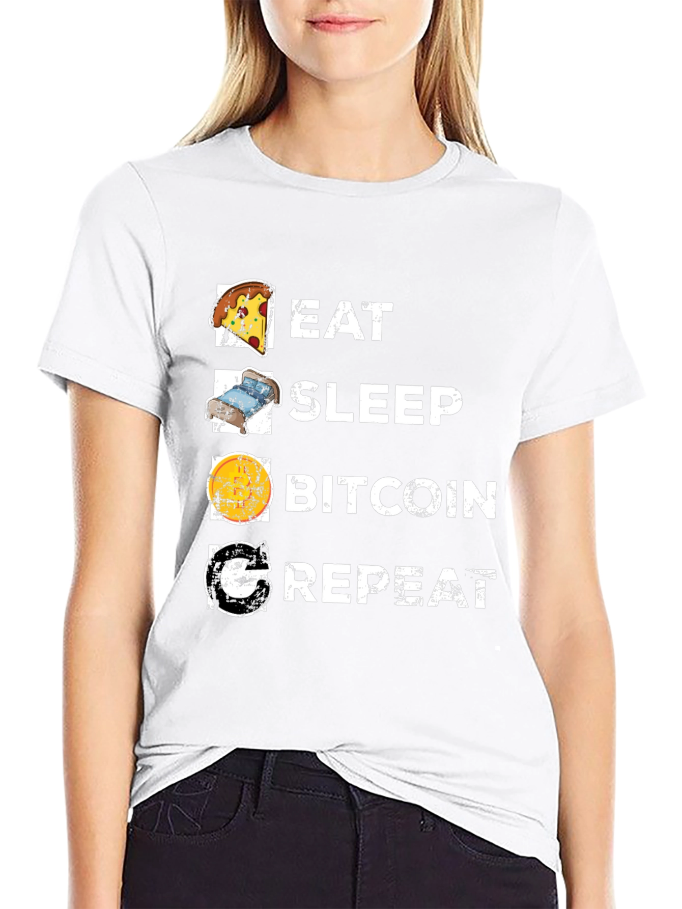 Eat Sleep Bitcoin Repeat Black T-Shirt