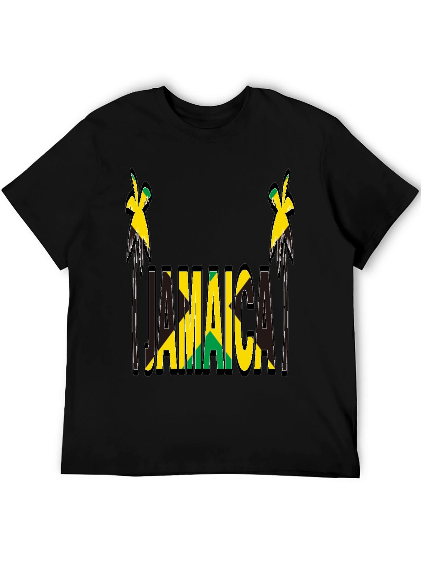 Jamaica Flag Design Black T-Shirt