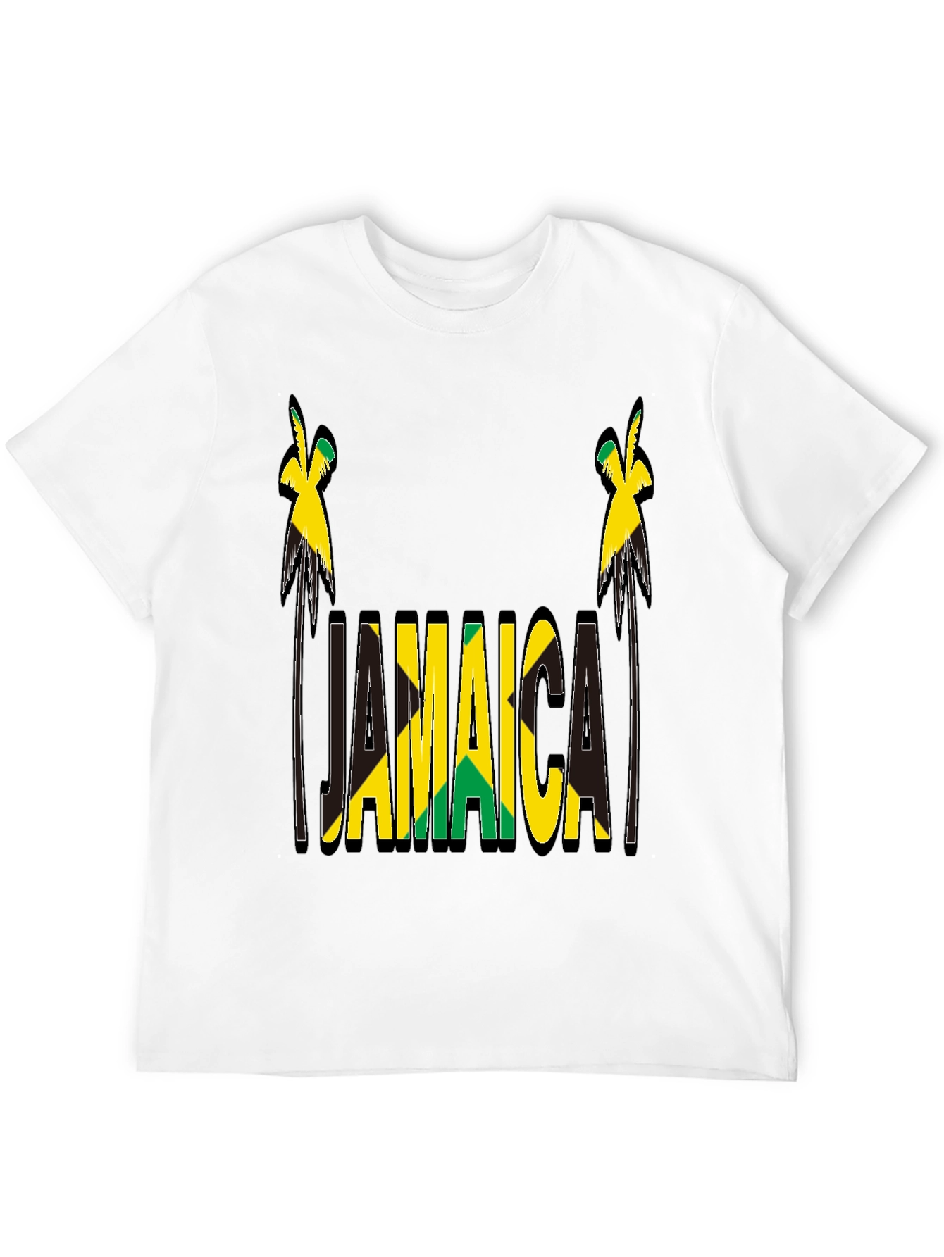 Jamaica Flag Design Black T-Shirt