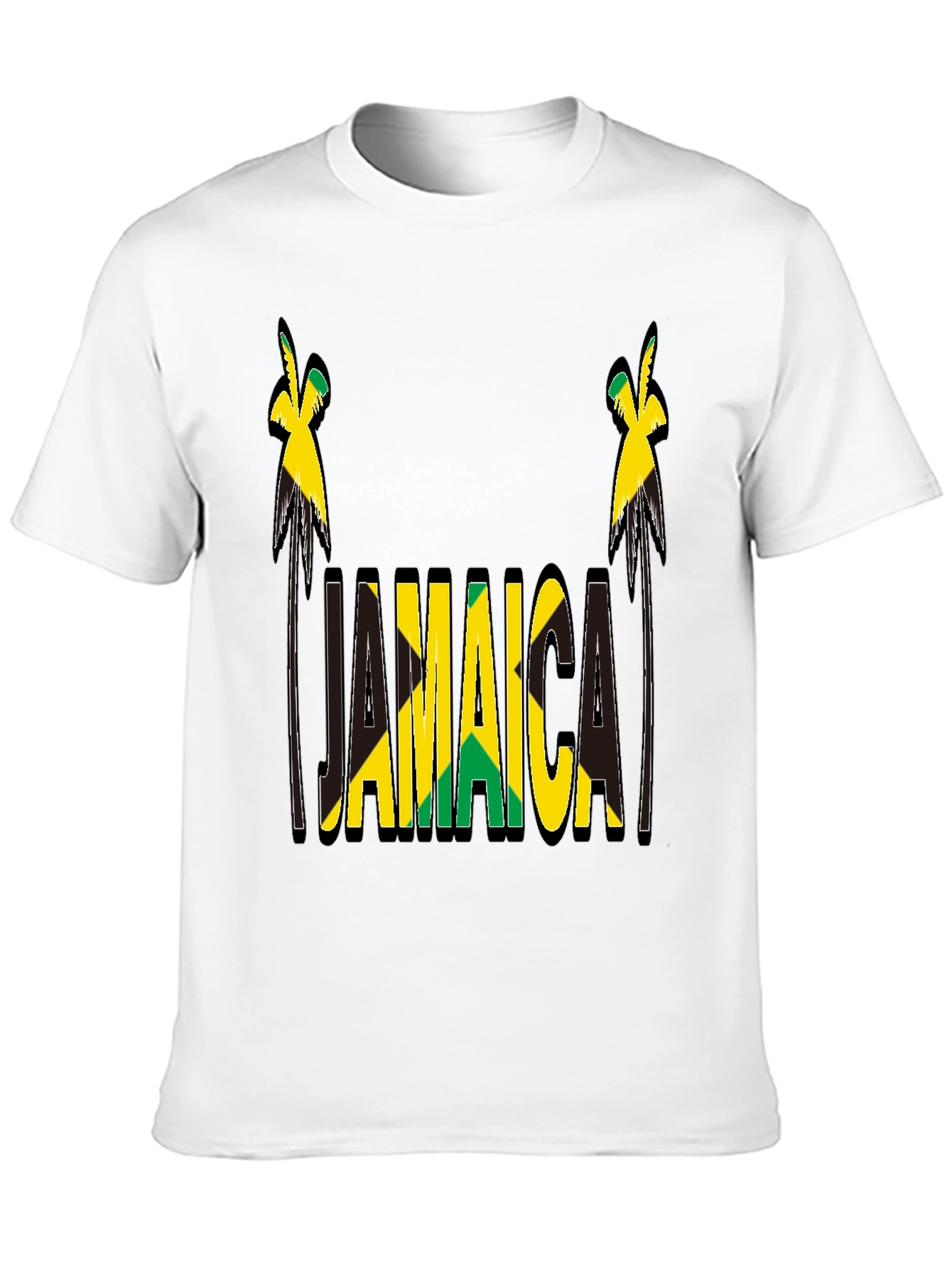 Jamaica Flag Design Black T-Shirt