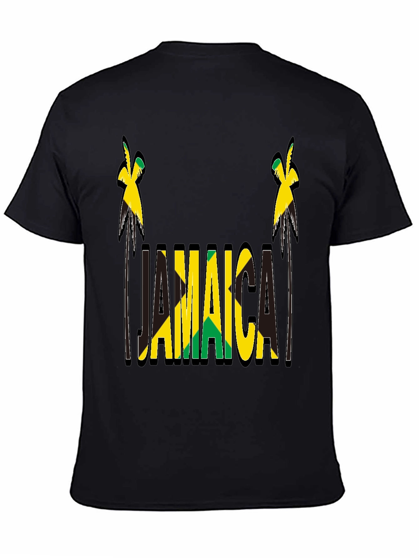 Jamaica Flag Design Black T-Shirt