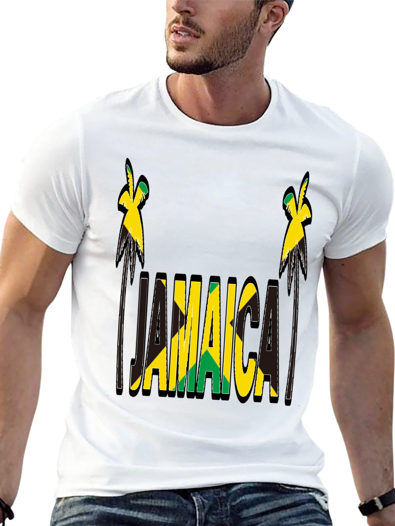 Jamaica Flag Design Black T-Shirt