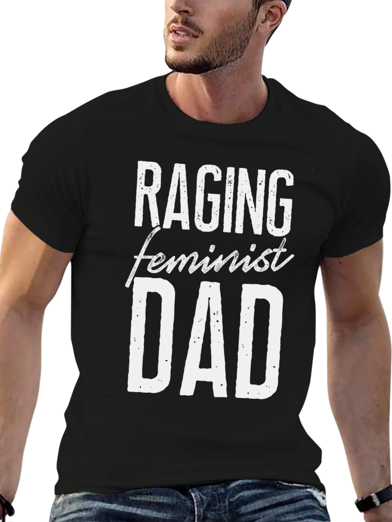 Raging Feminist Dad Graphic Tee - Black Cotton T-Shirt