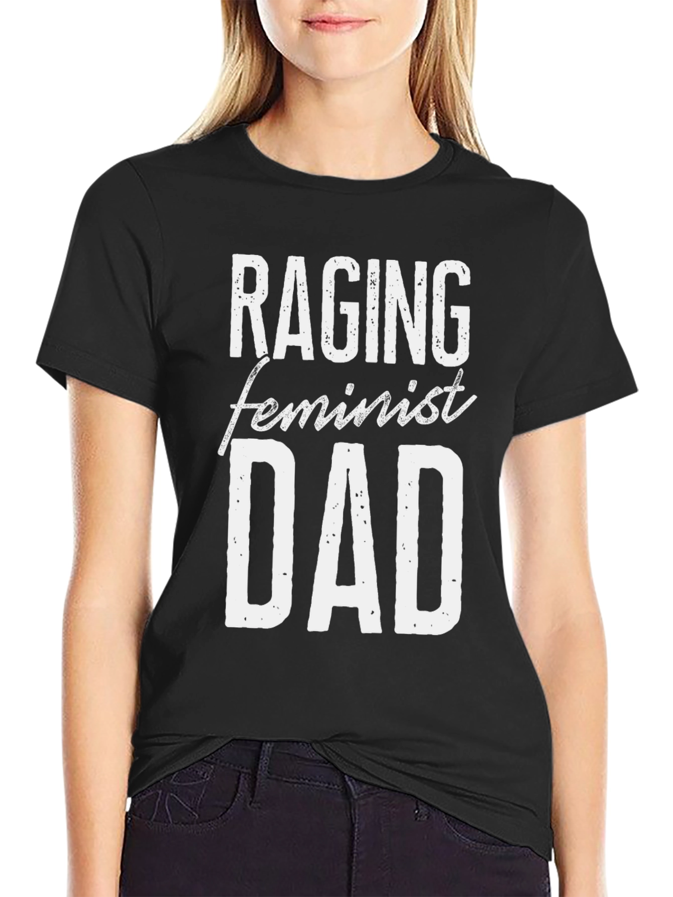 Raging Feminist Dad Graphic Tee - Black Cotton T-Shirt
