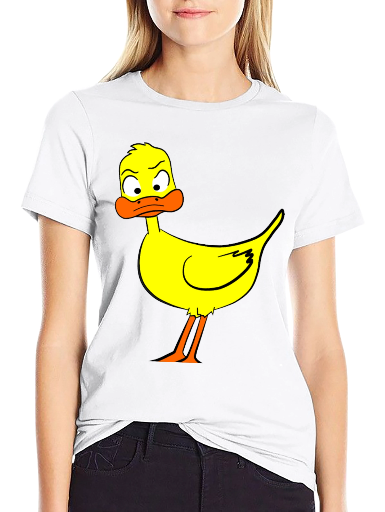Cartoon Duck Graphic Black T-Shirt