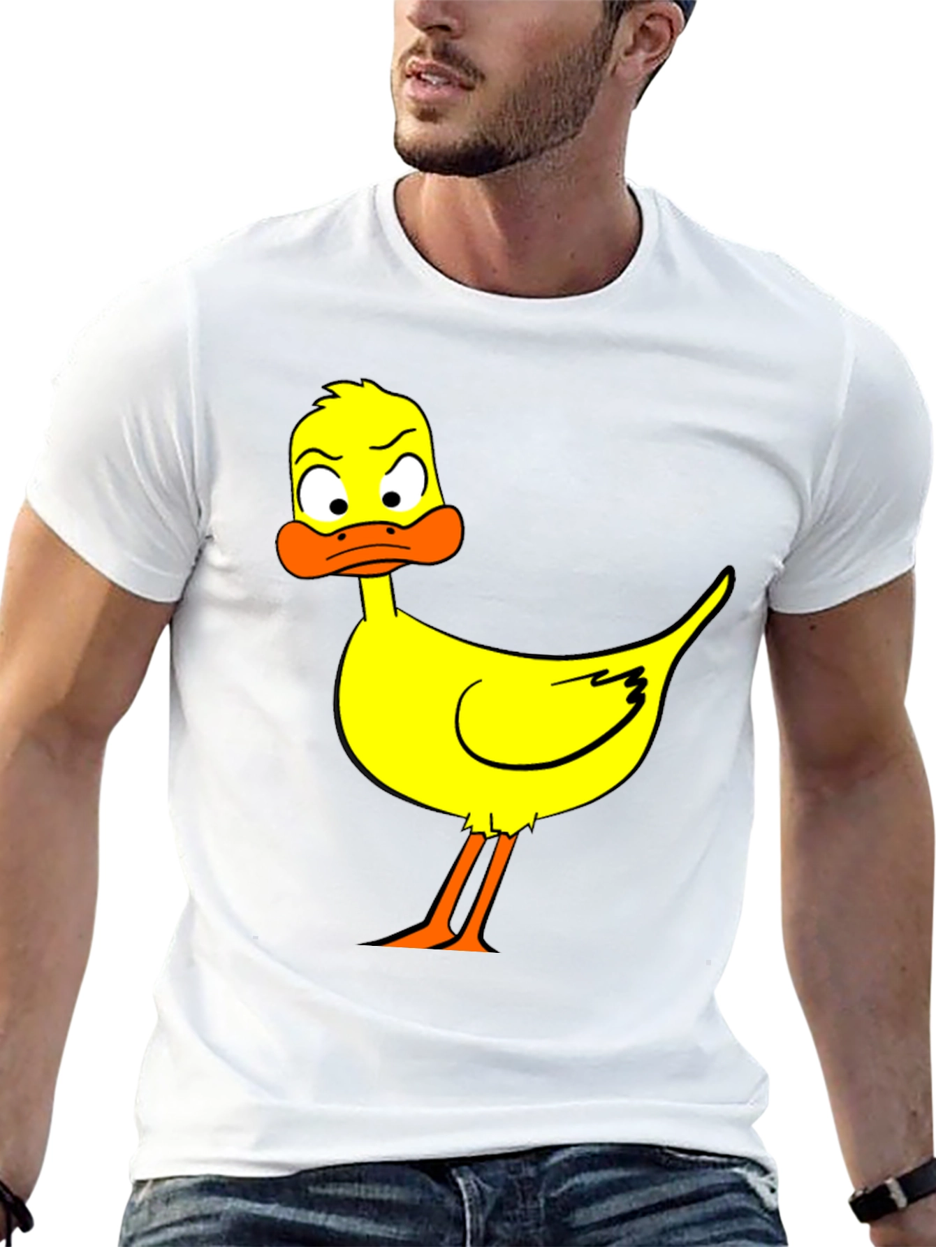 Cartoon Duck Graphic Black T-Shirt