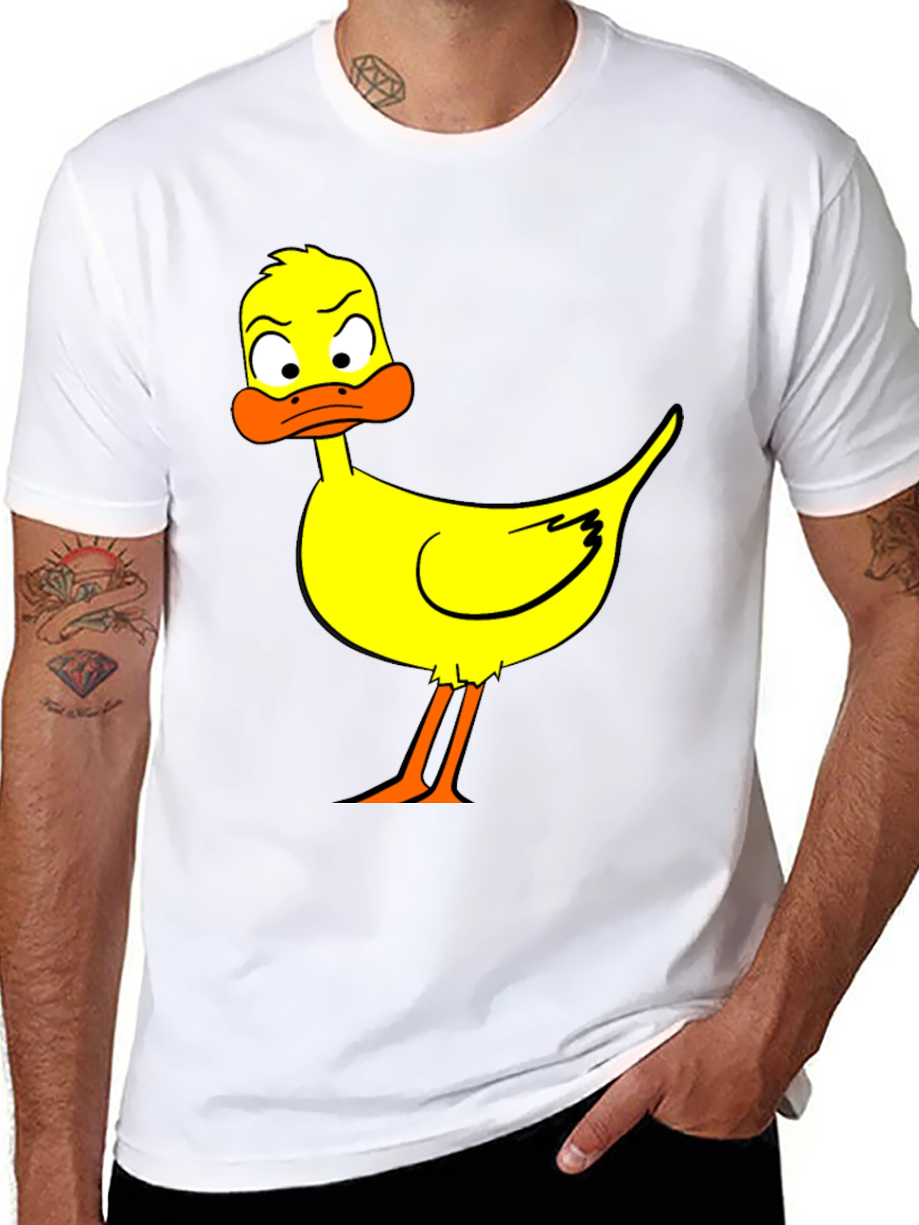 Cartoon Duck Graphic Black T-Shirt