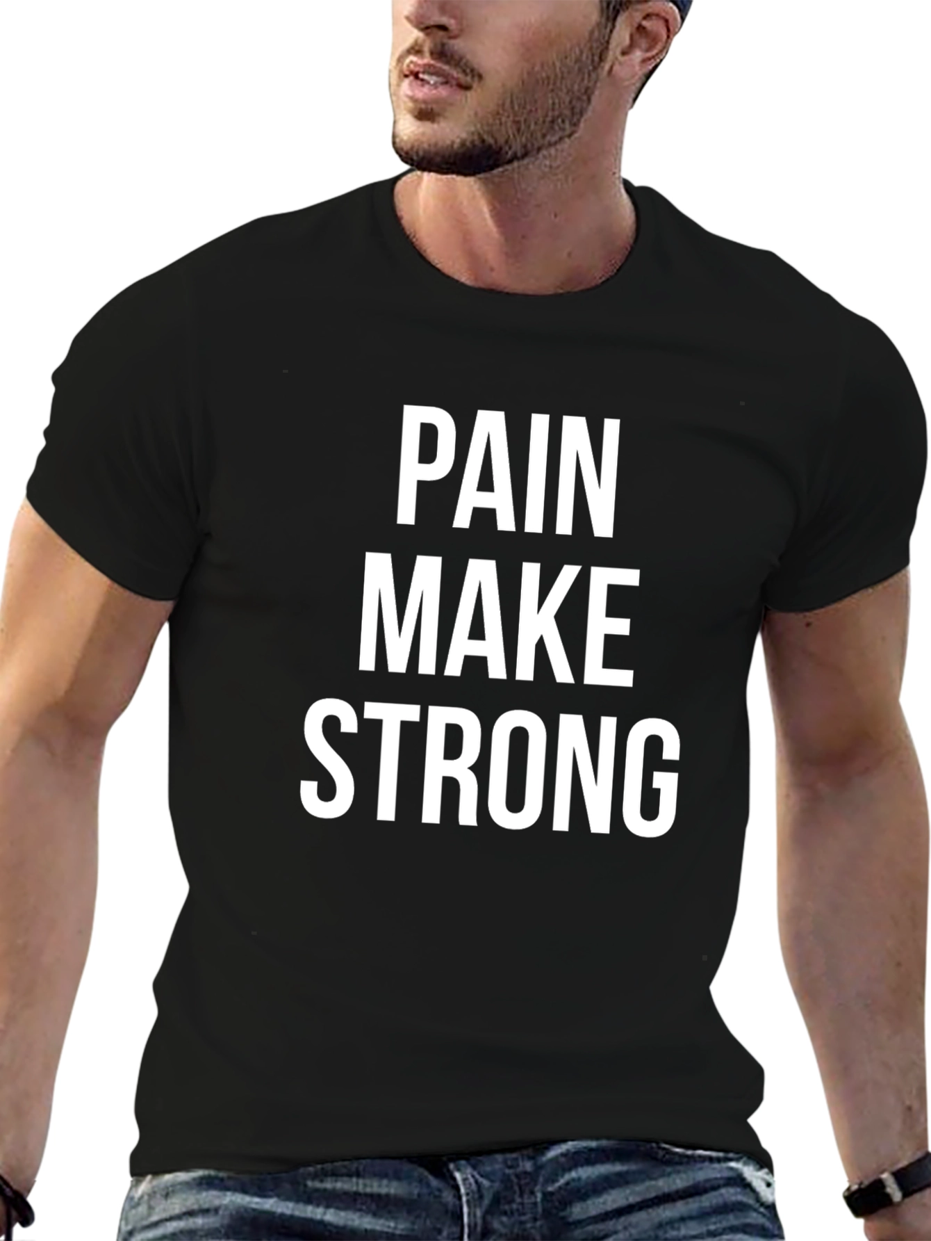 Pain Make Strong Black Tee - Motivational Fitness Shirt