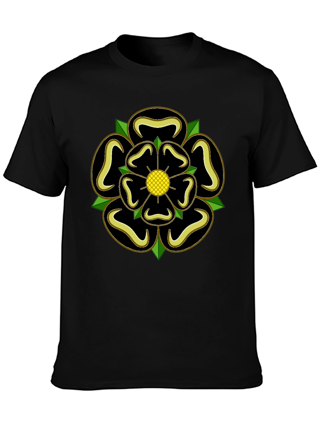 Yorkshire Rose T-Shirt - Black Cotton Tee