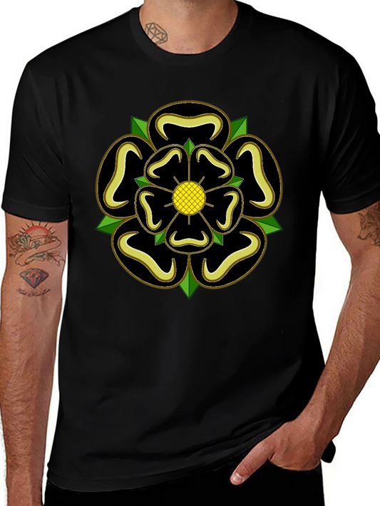 Yorkshire Rose T-Shirt - Black Cotton Tee