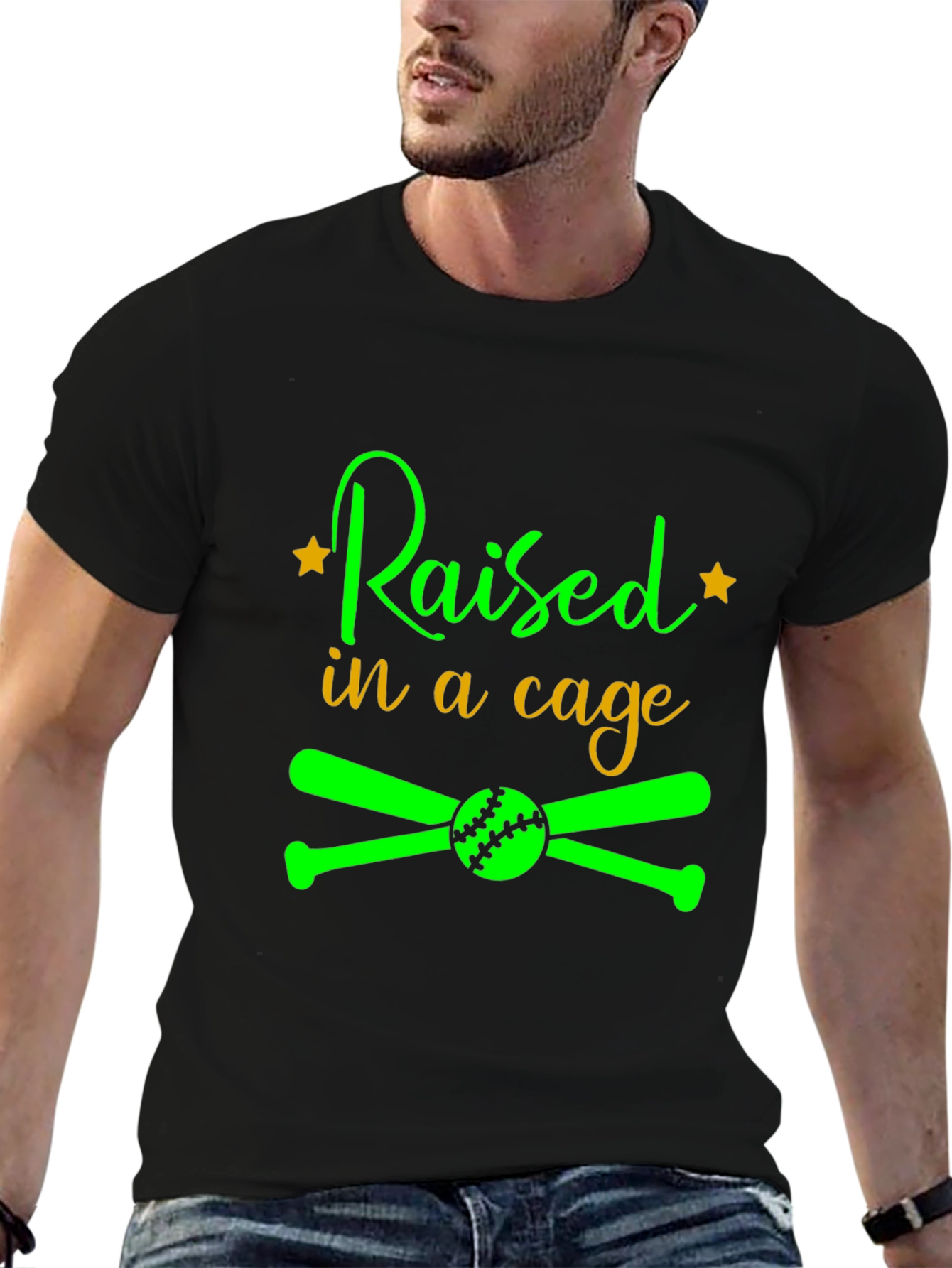Raised in a Cage Baseball T-Shirt