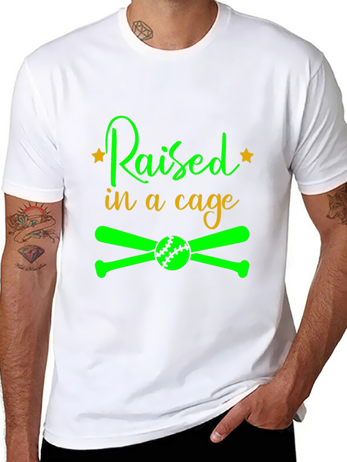 Raised in a Cage Baseball T-Shirt