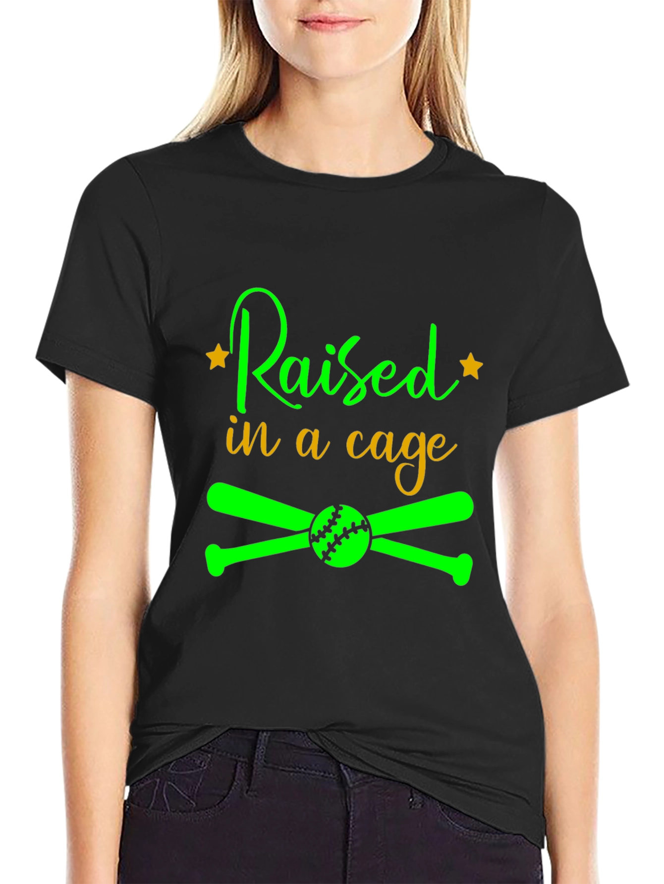 Raised in a Cage Baseball T-Shirt