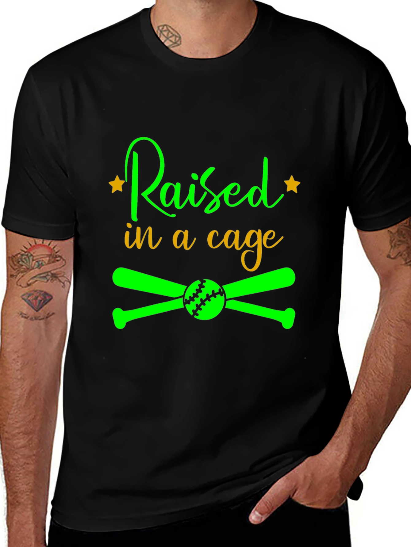 Raised in a Cage Baseball T-Shirt