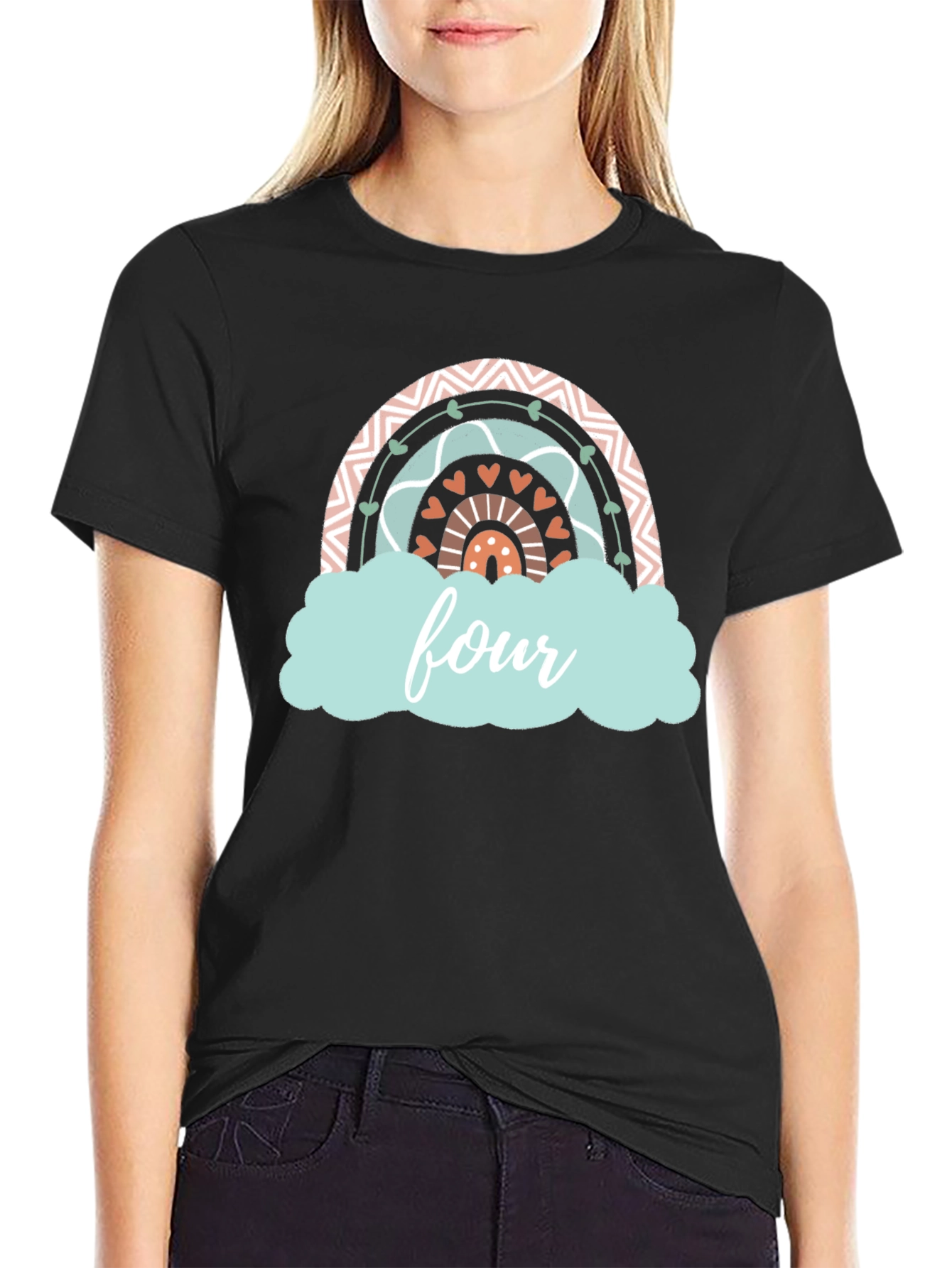 Boho Rainbow Four Birthday T-Shirt