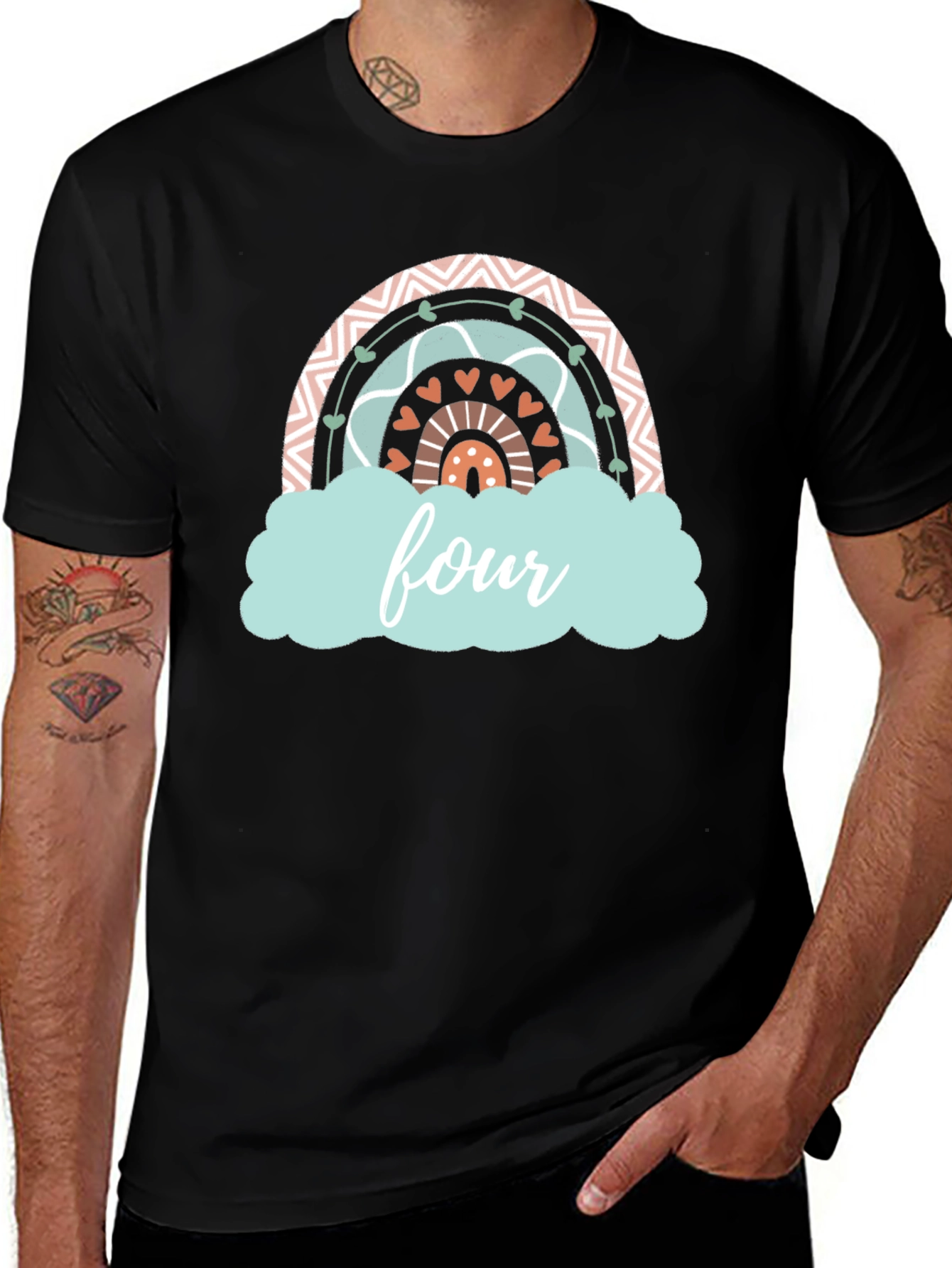 Boho Rainbow Four Birthday T-Shirt
