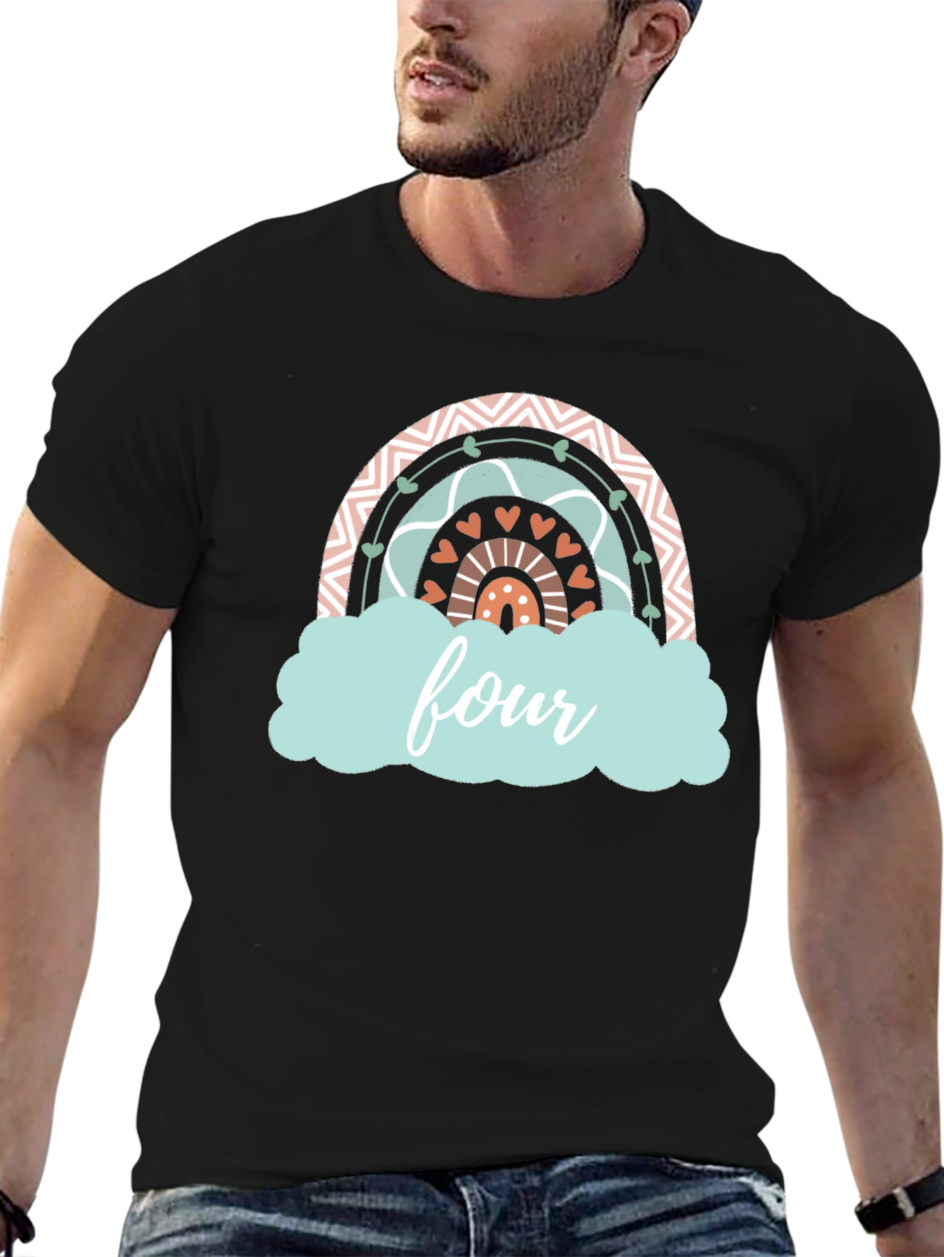 Boho Rainbow Four Birthday T-Shirt