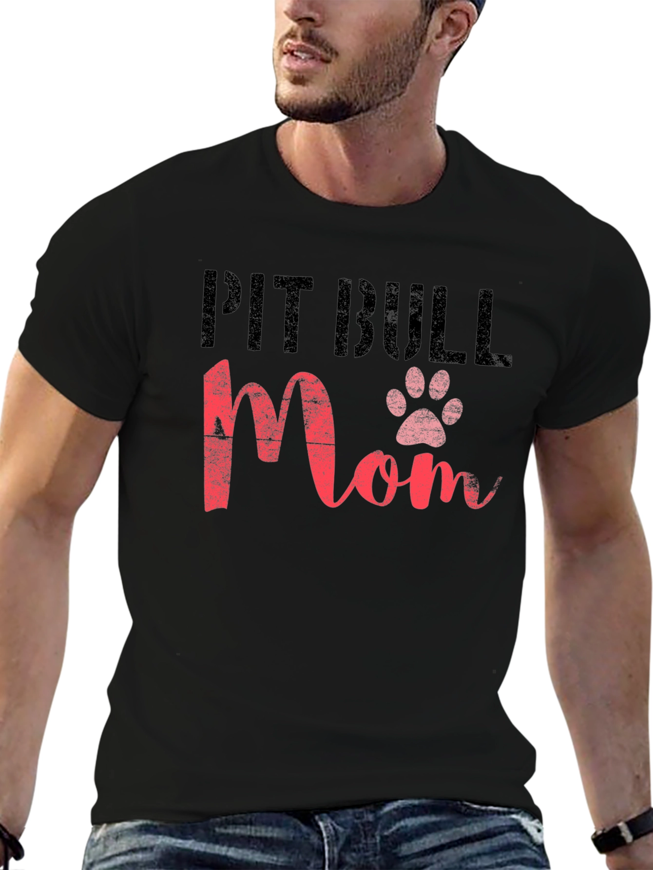 Pit Bull Mom Paw Print T-Shirt