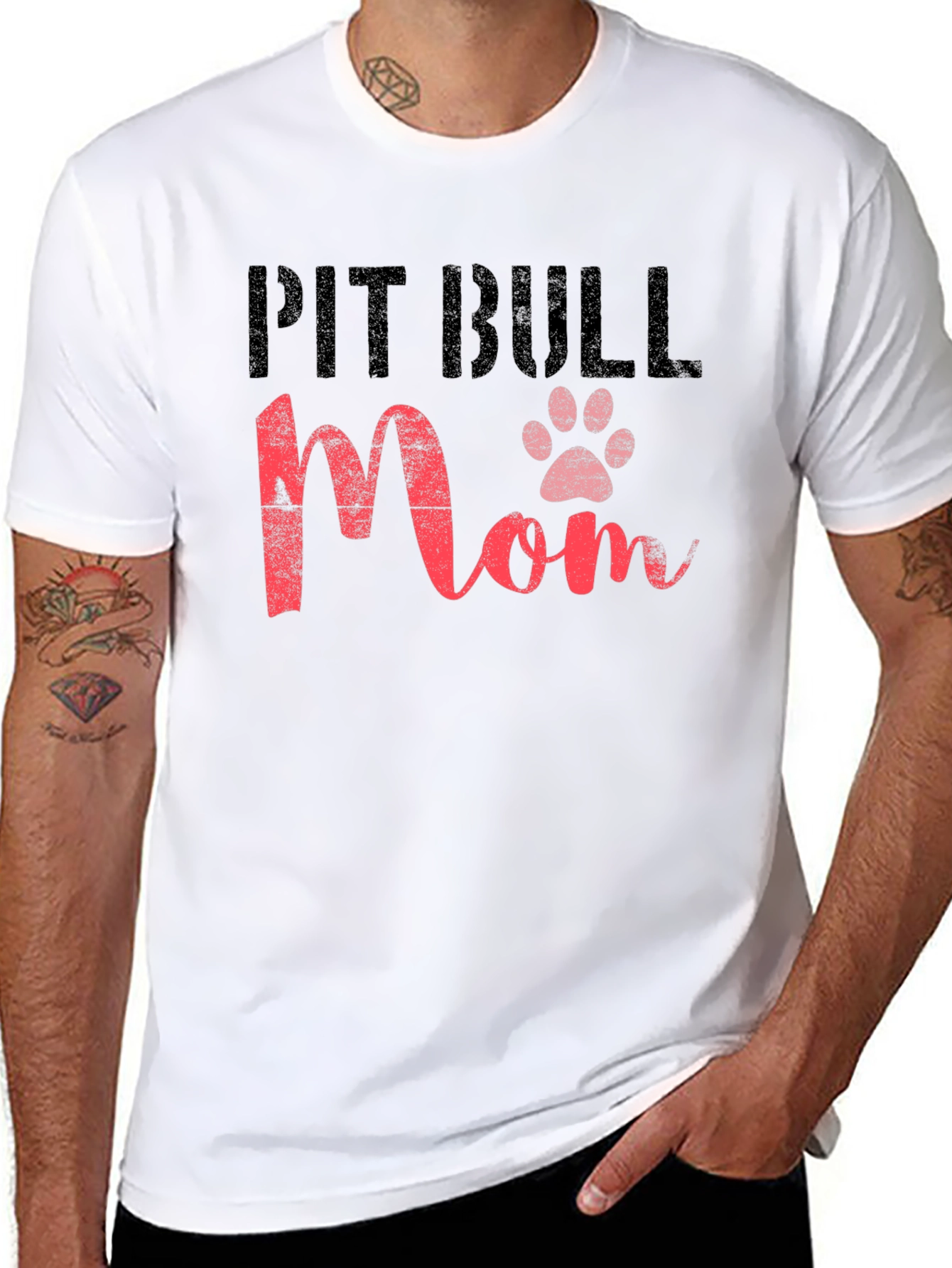 Pit Bull Mom Paw Print T-Shirt